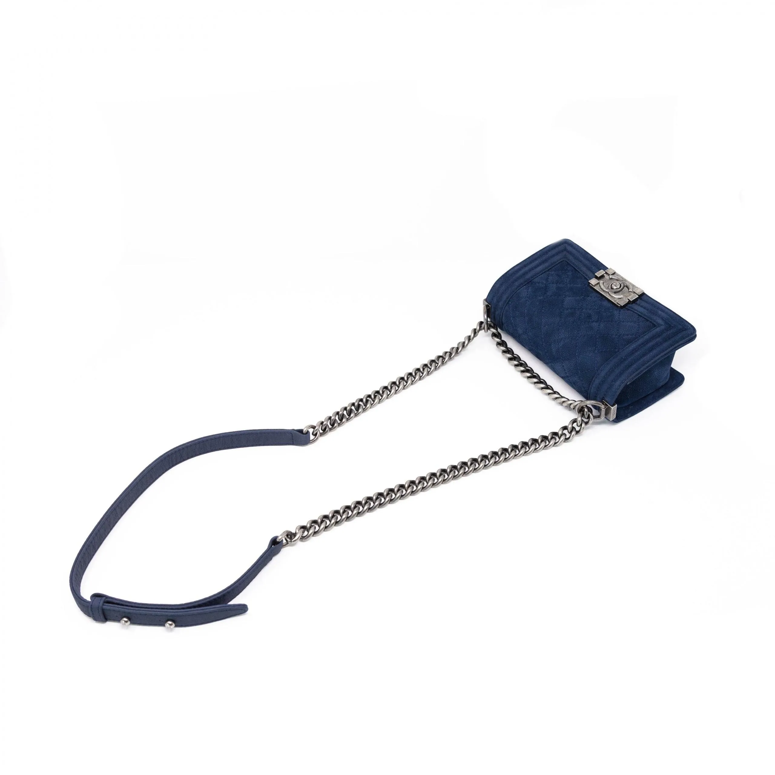 Chanel Blue Suede Small Boy Bag