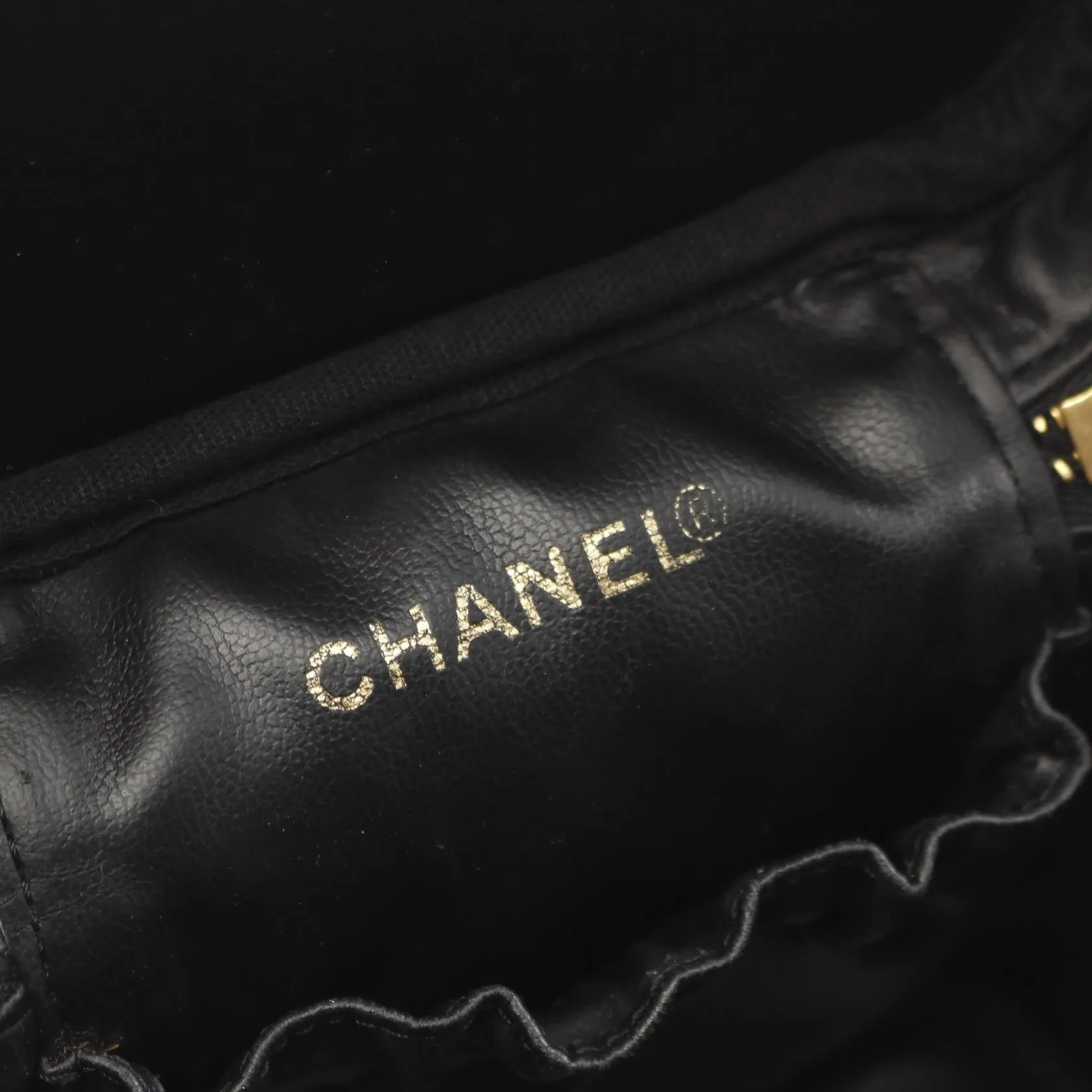 Chanel Caviar Skin Coco Mark Handbag Black