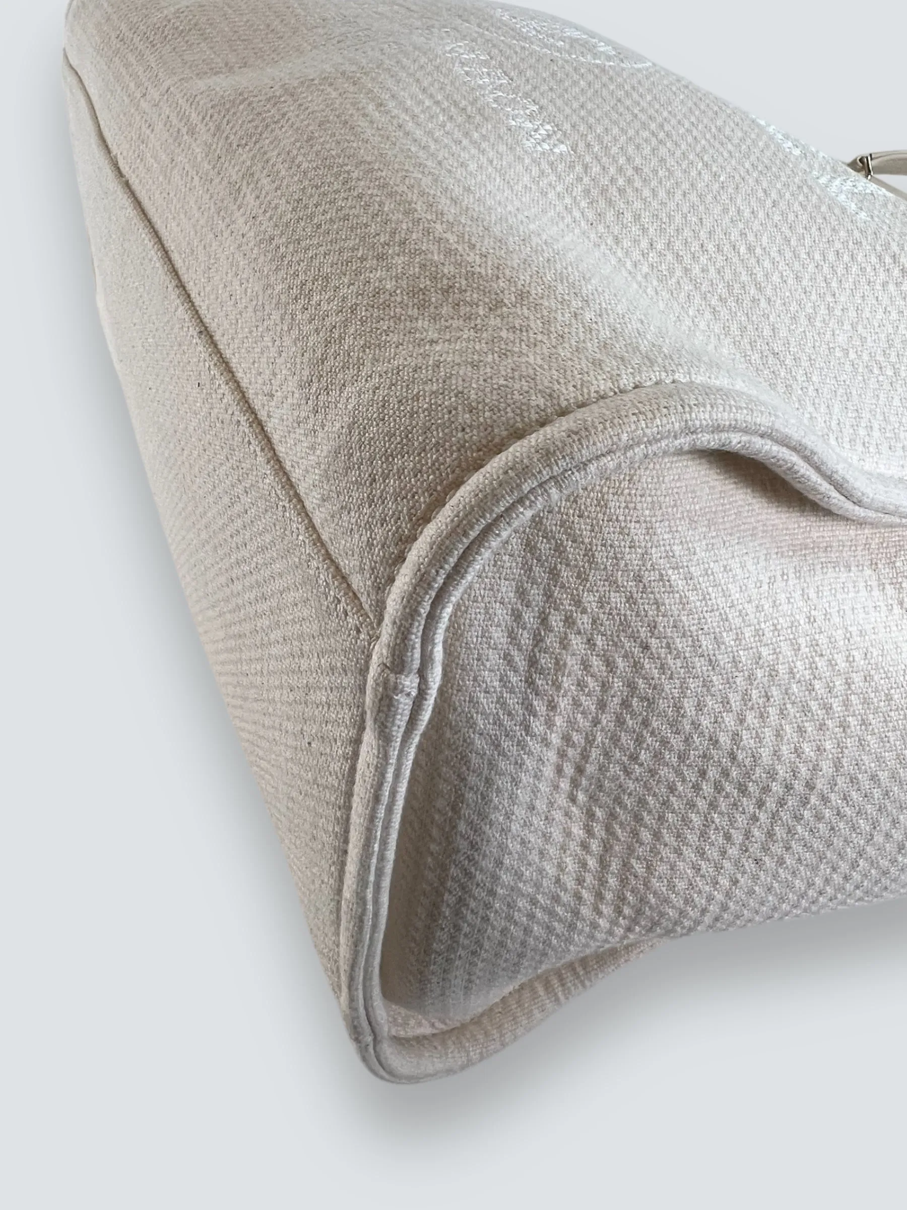 Chanel Cream Leather & Canvas Deauville Tote