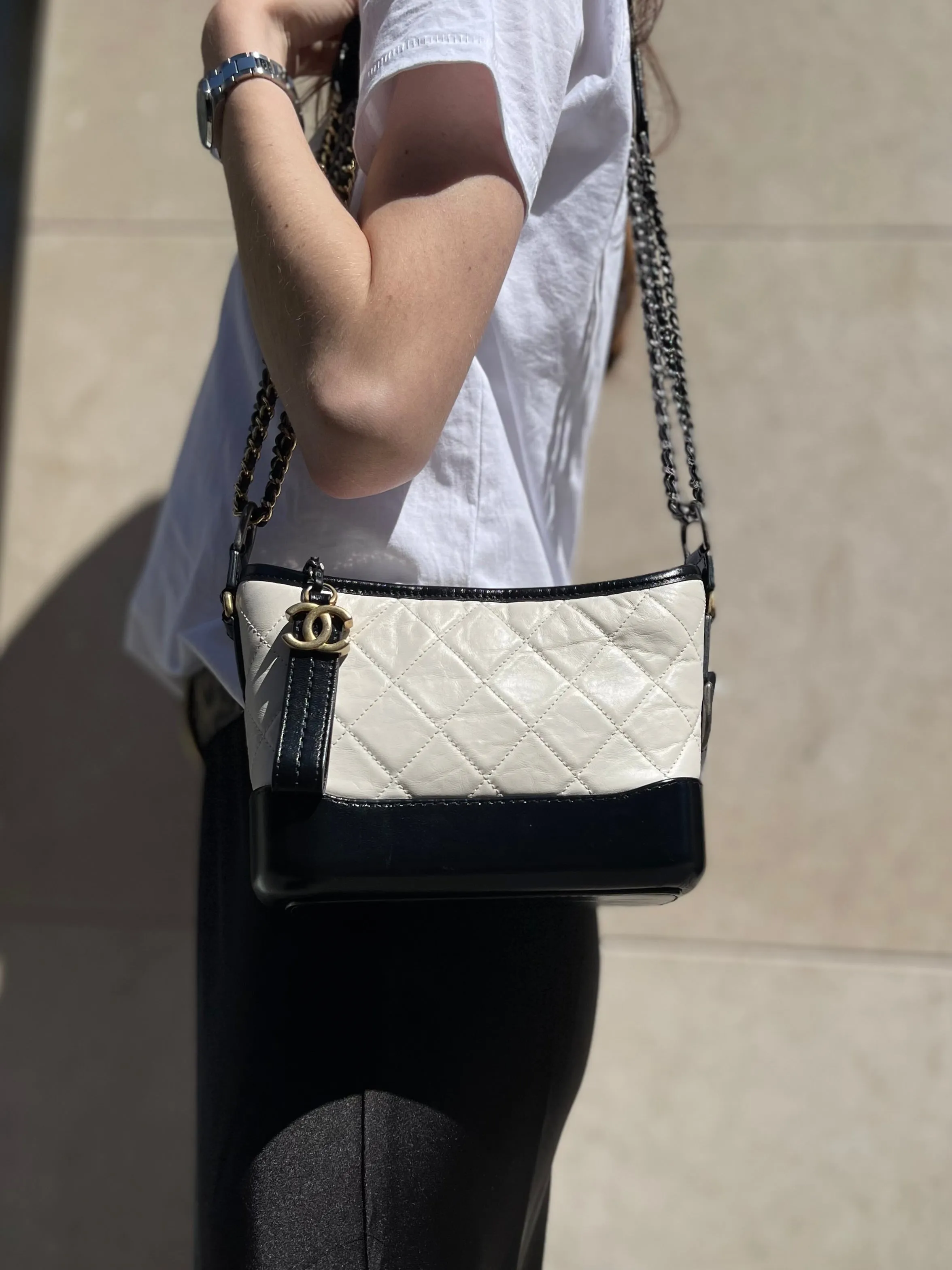 Chanel Gabrielle Hobo Black & White Handbag
