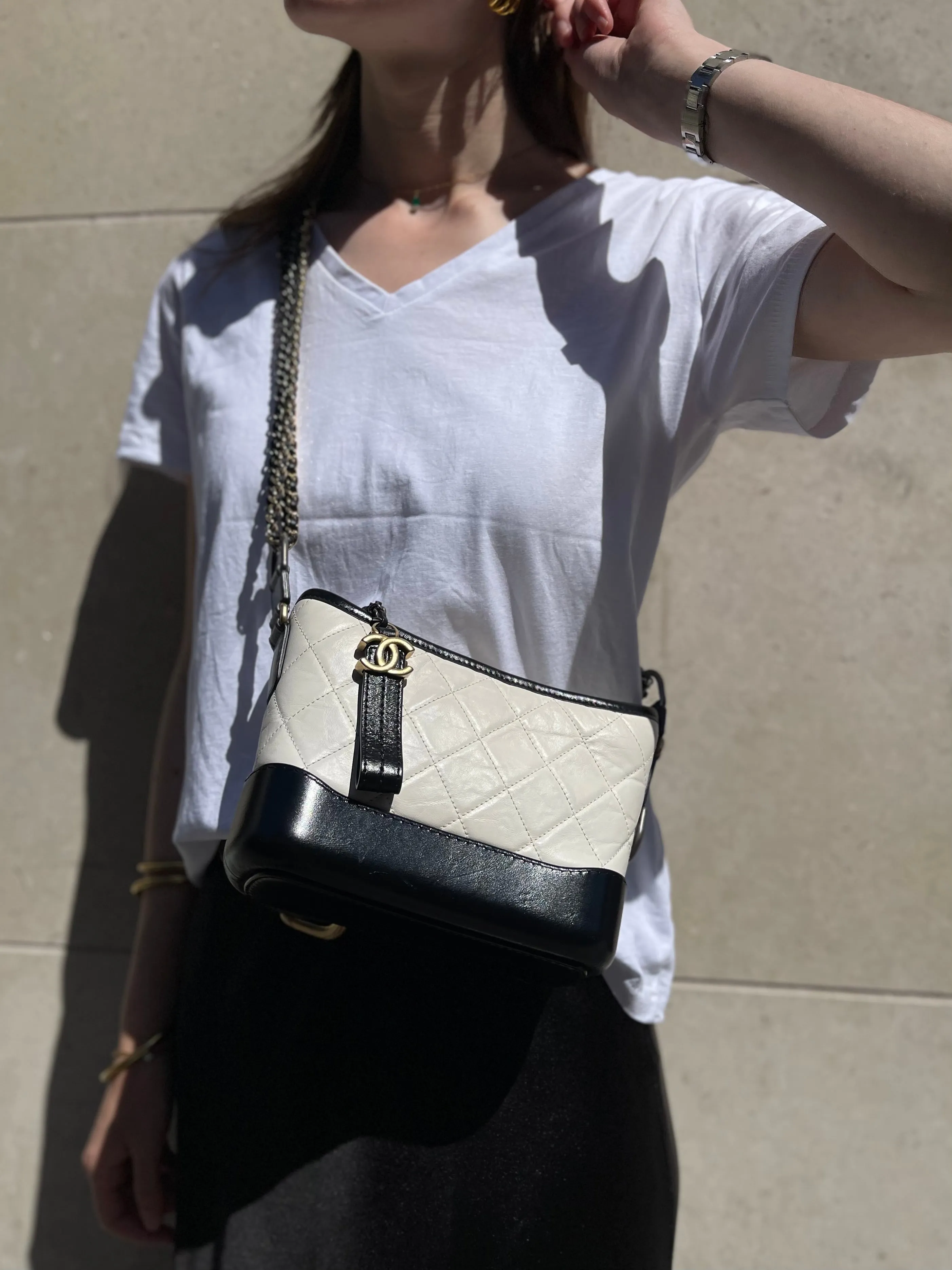 Chanel Gabrielle Hobo Black & White Handbag