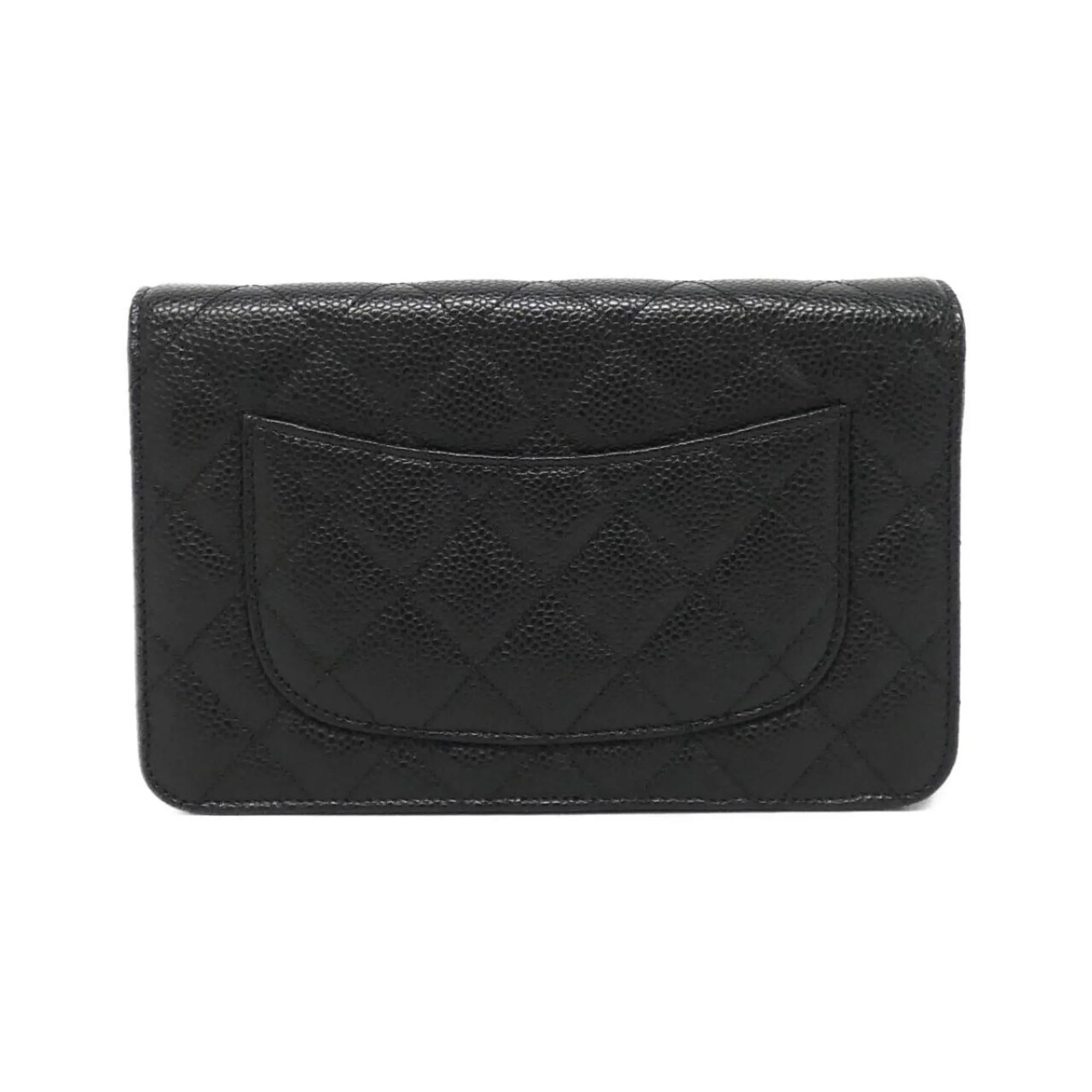 Chanel  gold Caviar Leather Chain/Shoulder Wallet (Pre-Owned)