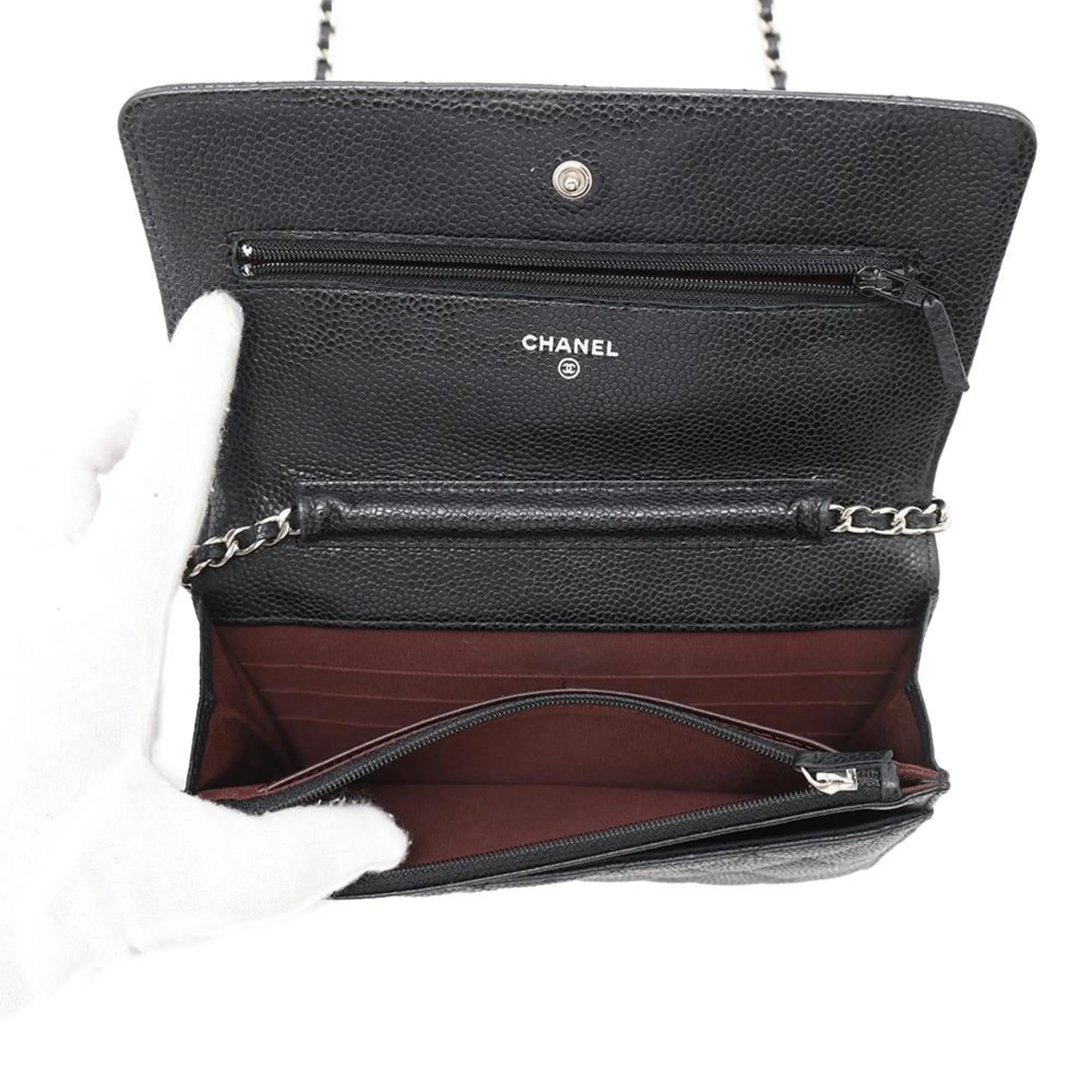 Chanel Grained Calfskin Chain/Shoulder Wallet (Pre-Owned)