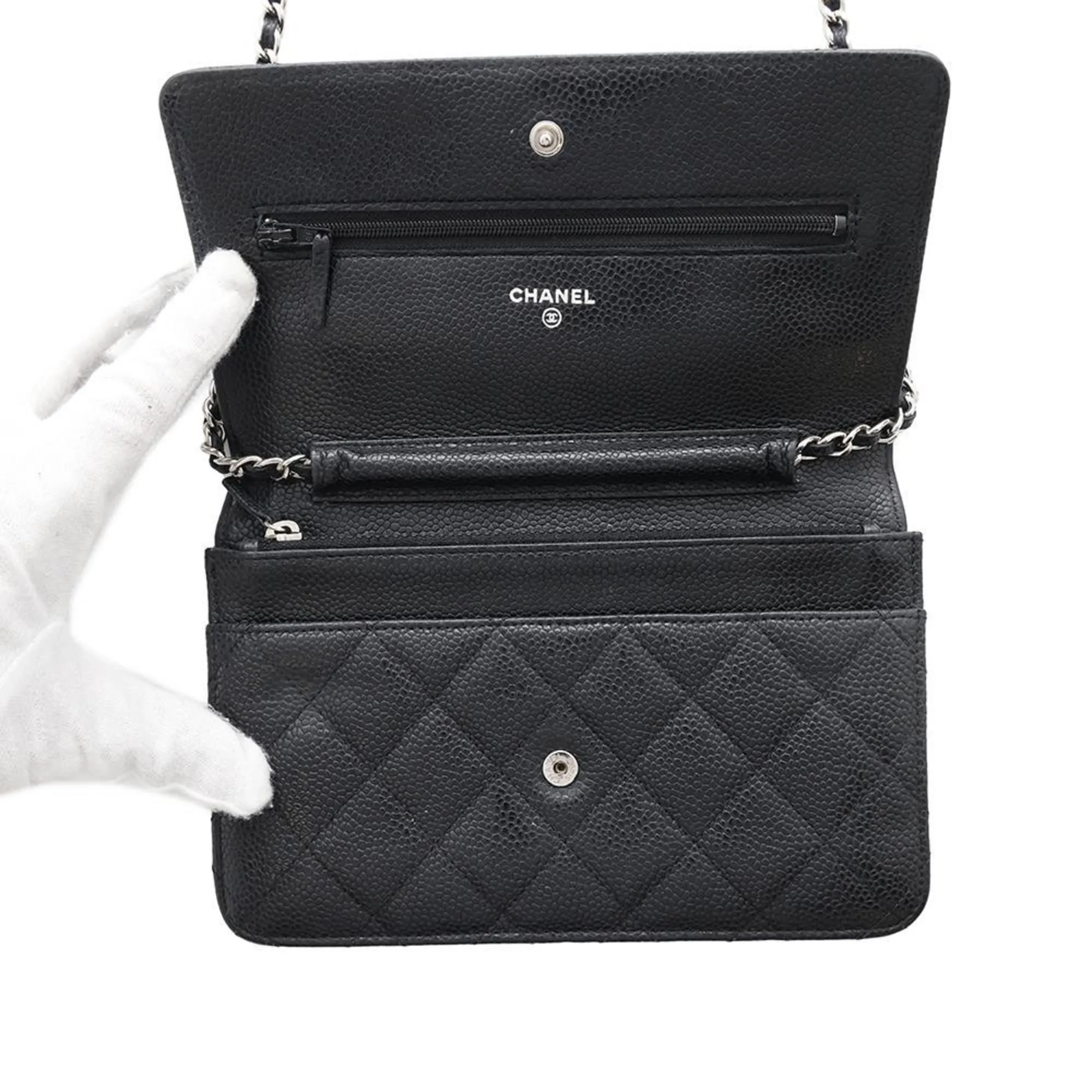 Chanel Grained Calfskin Chain/Shoulder Wallet (Pre-Owned)