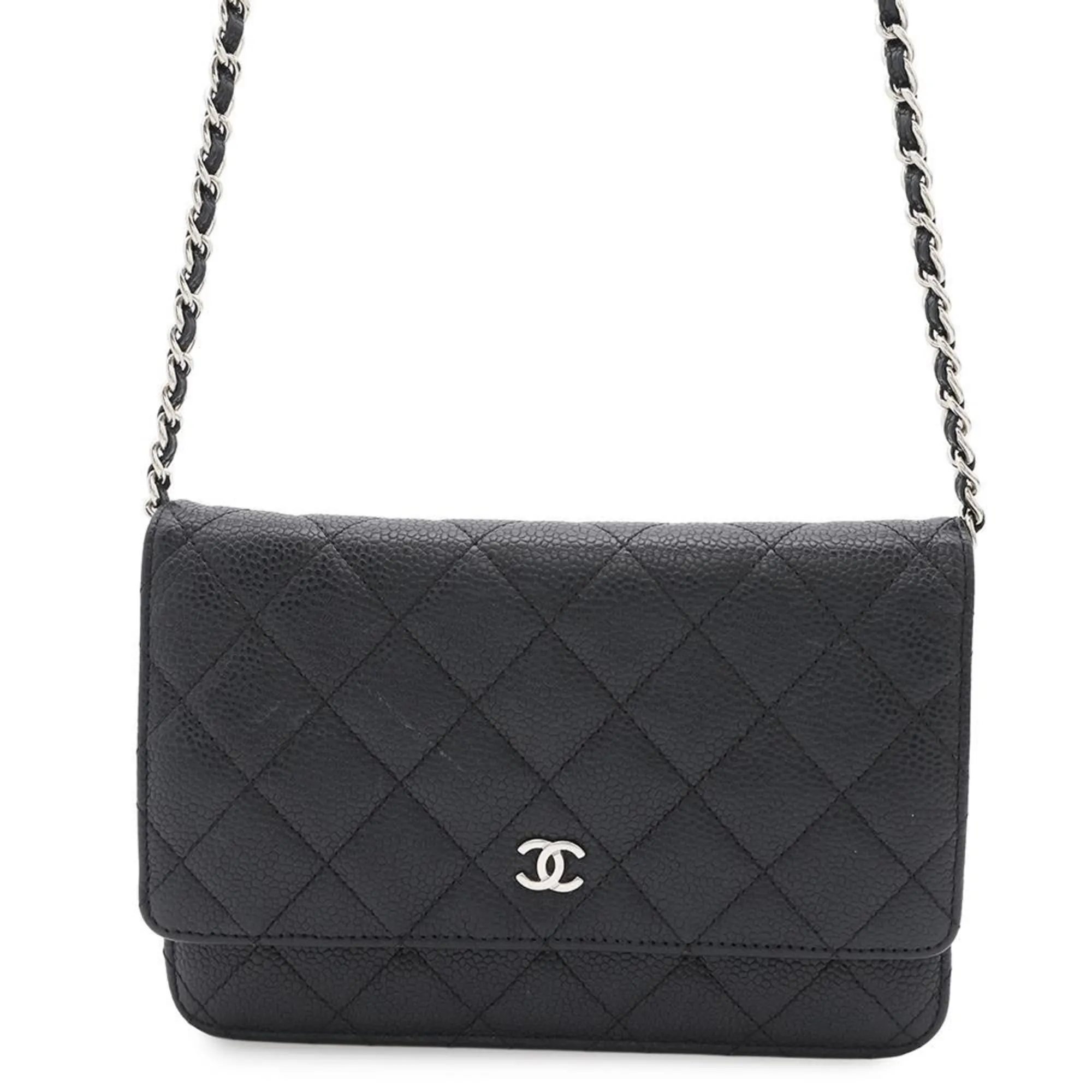 Chanel Grained Calfskin Chain/Shoulder Wallet (Pre-Owned)