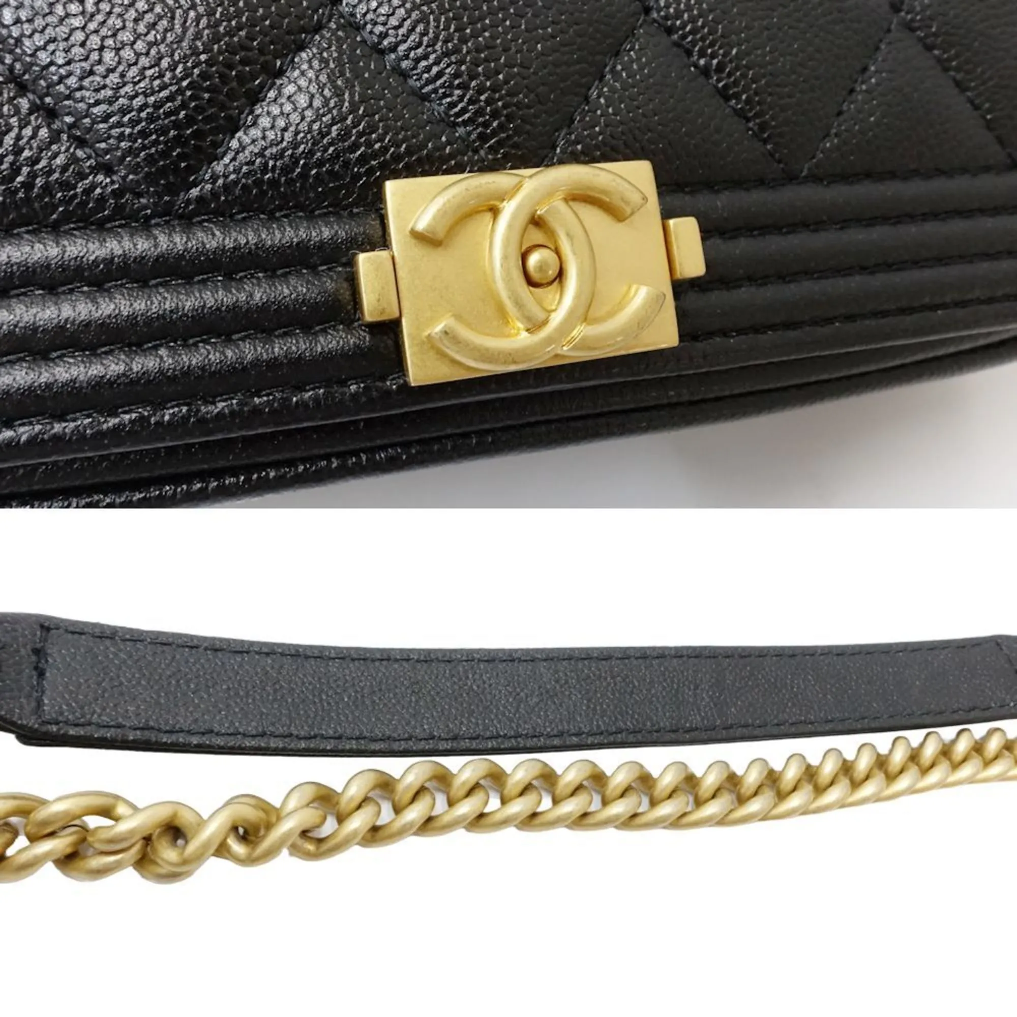 Chanel Grained Calfskin Chain/Shoulder Wallet (Pre-Owned)