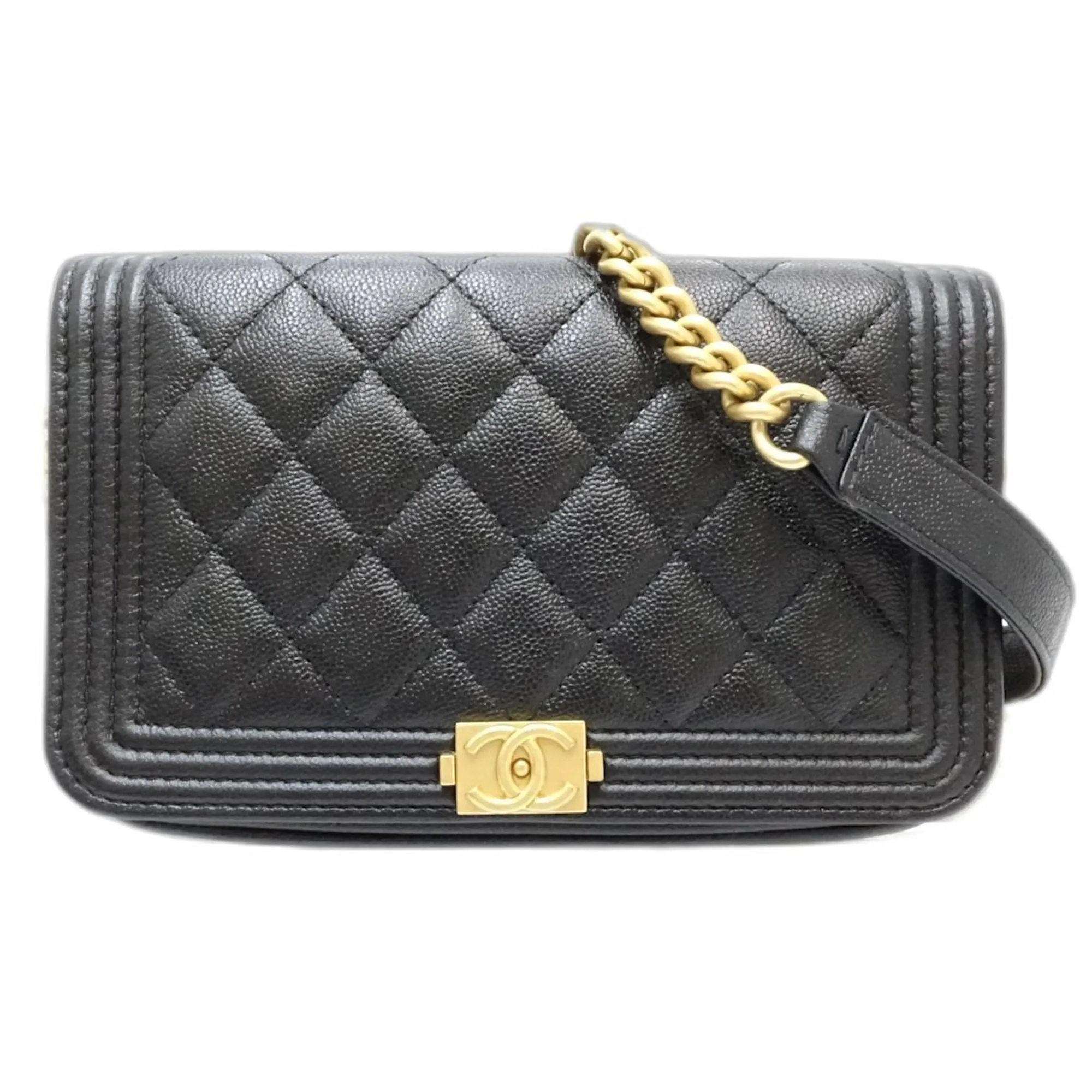 Chanel Grained Calfskin Chain/Shoulder Wallet (Pre-Owned)
