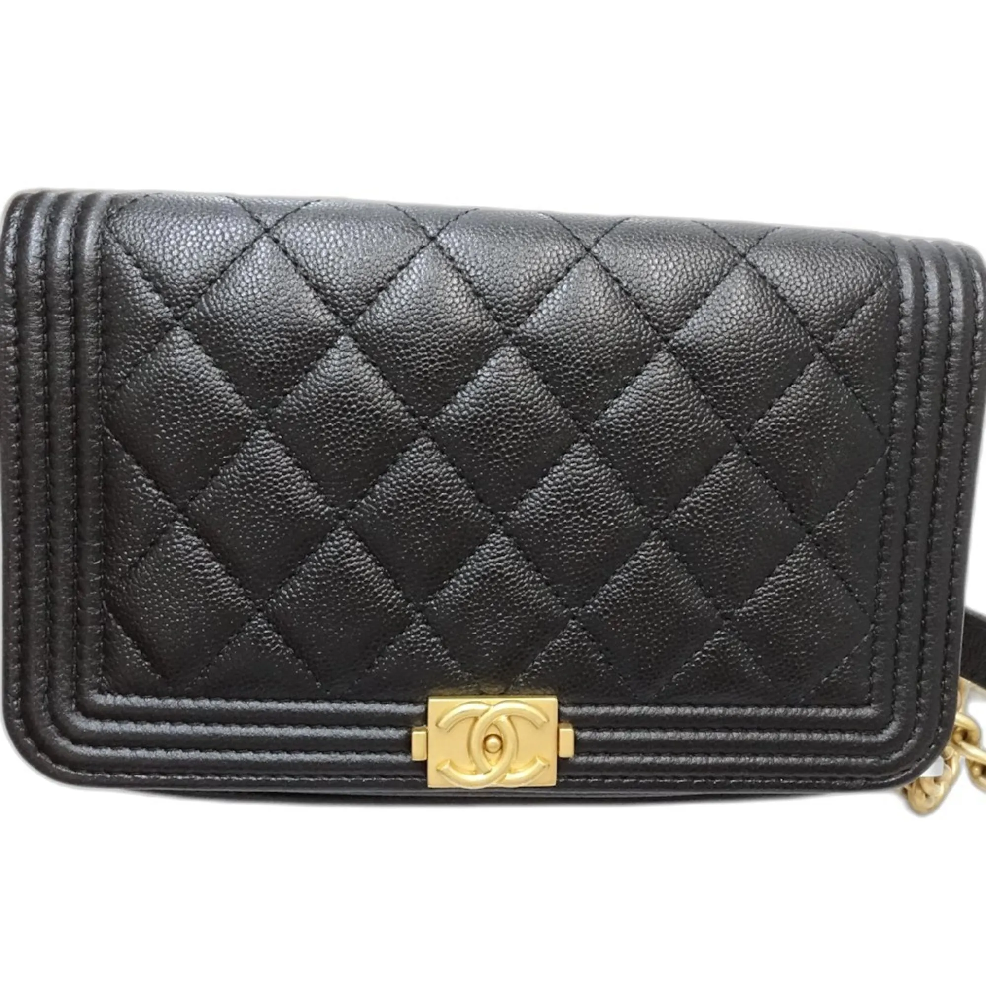 Chanel Grained Calfskin Chain/Shoulder Wallet (Pre-Owned)