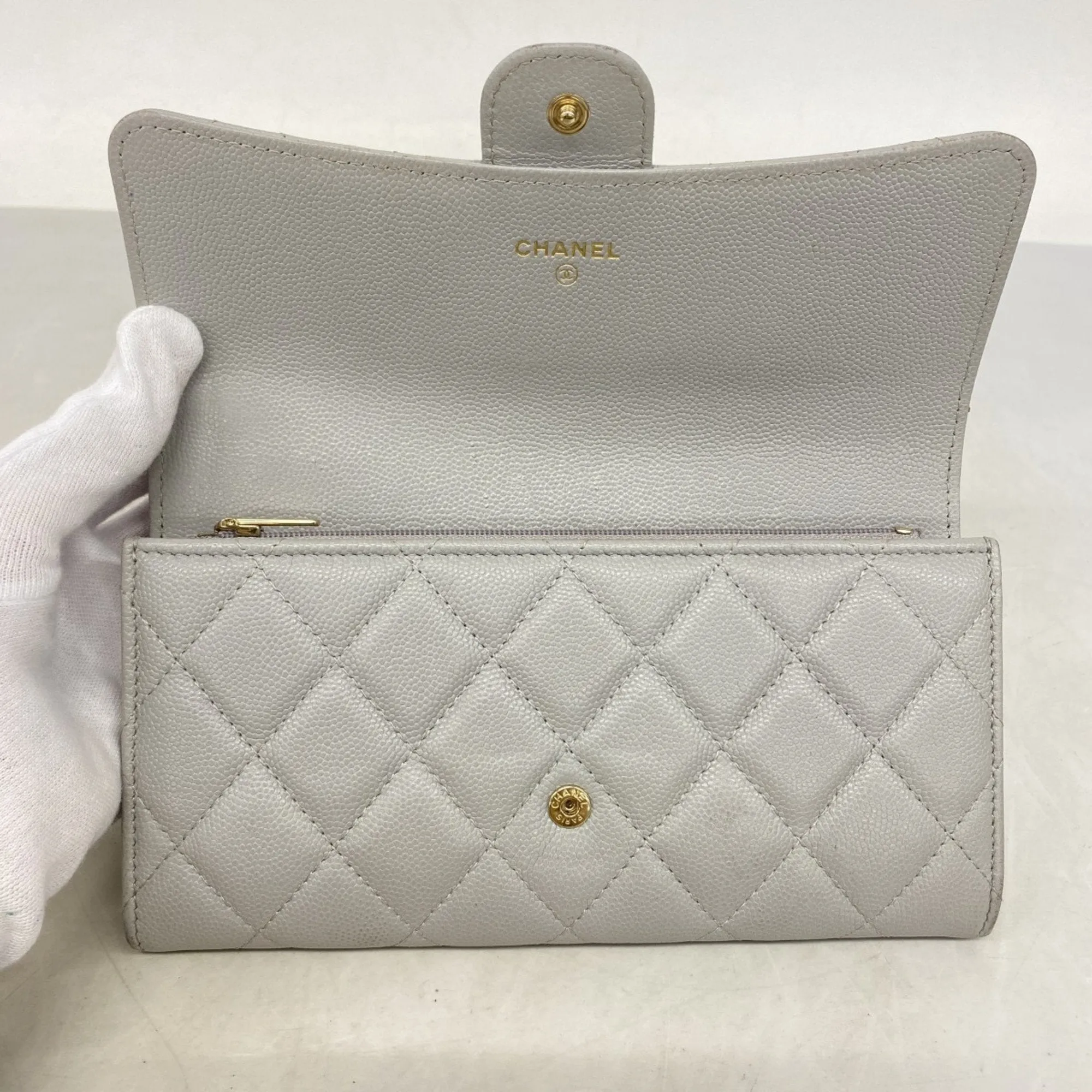 Chanel  Grained Calfskin Long Wallet (Bi-Fold) (Pre-Owned)