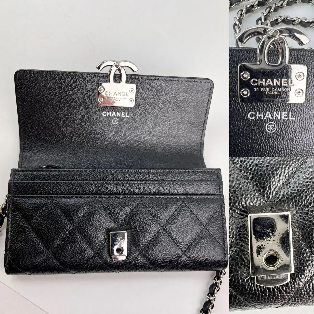 Chanel Grained Calfskin Quilted CC Box Flap Wallet