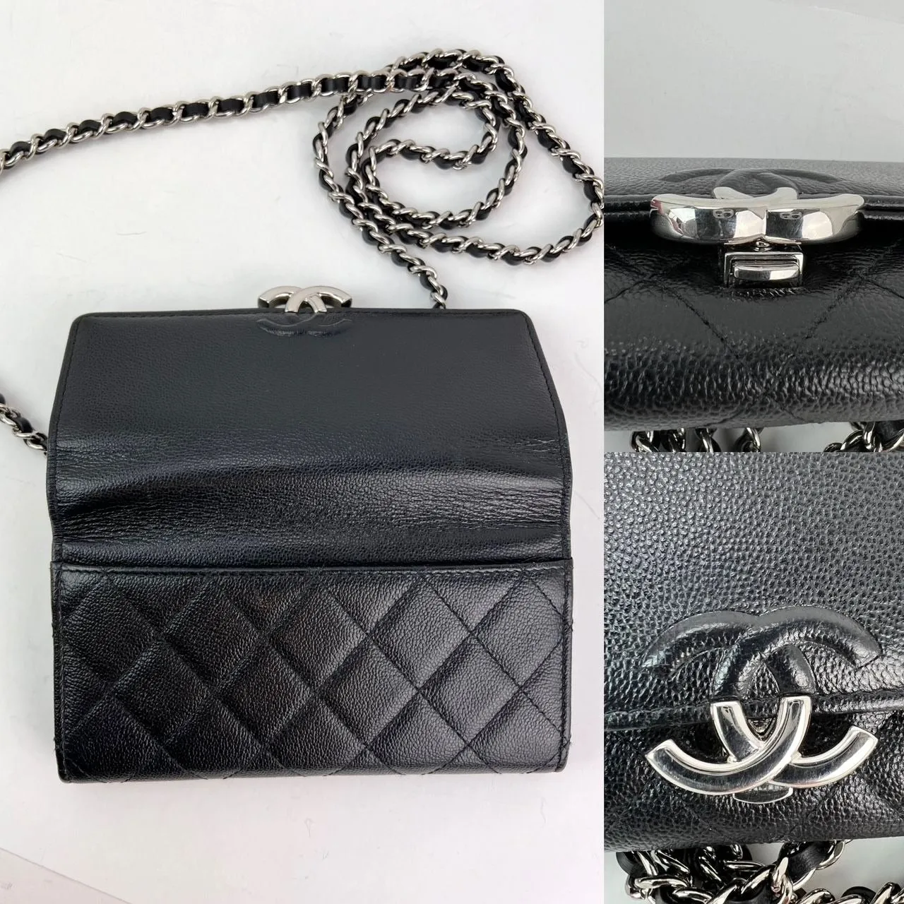 Chanel Grained Calfskin Quilted CC Box Flap Wallet
