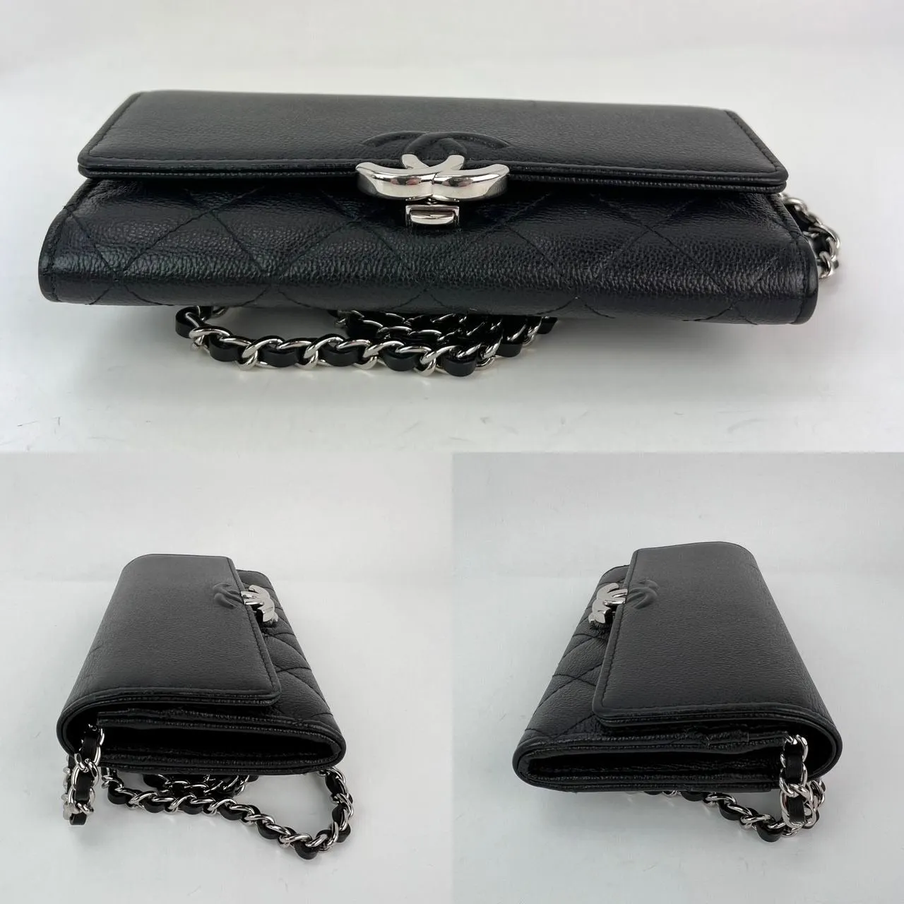 Chanel Grained Calfskin Quilted CC Box Flap Wallet