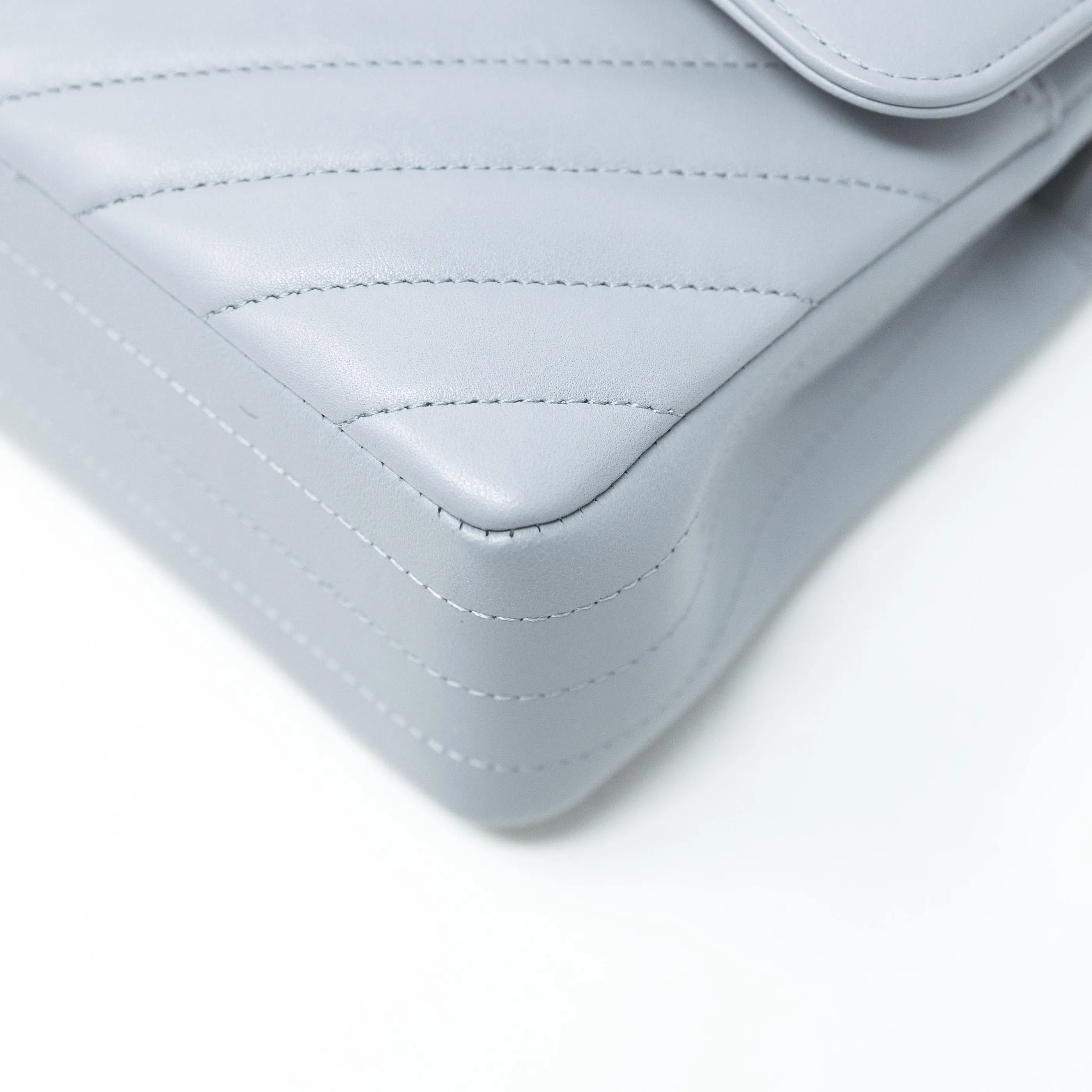 Chanel Grey Chevron Small Classic Flap