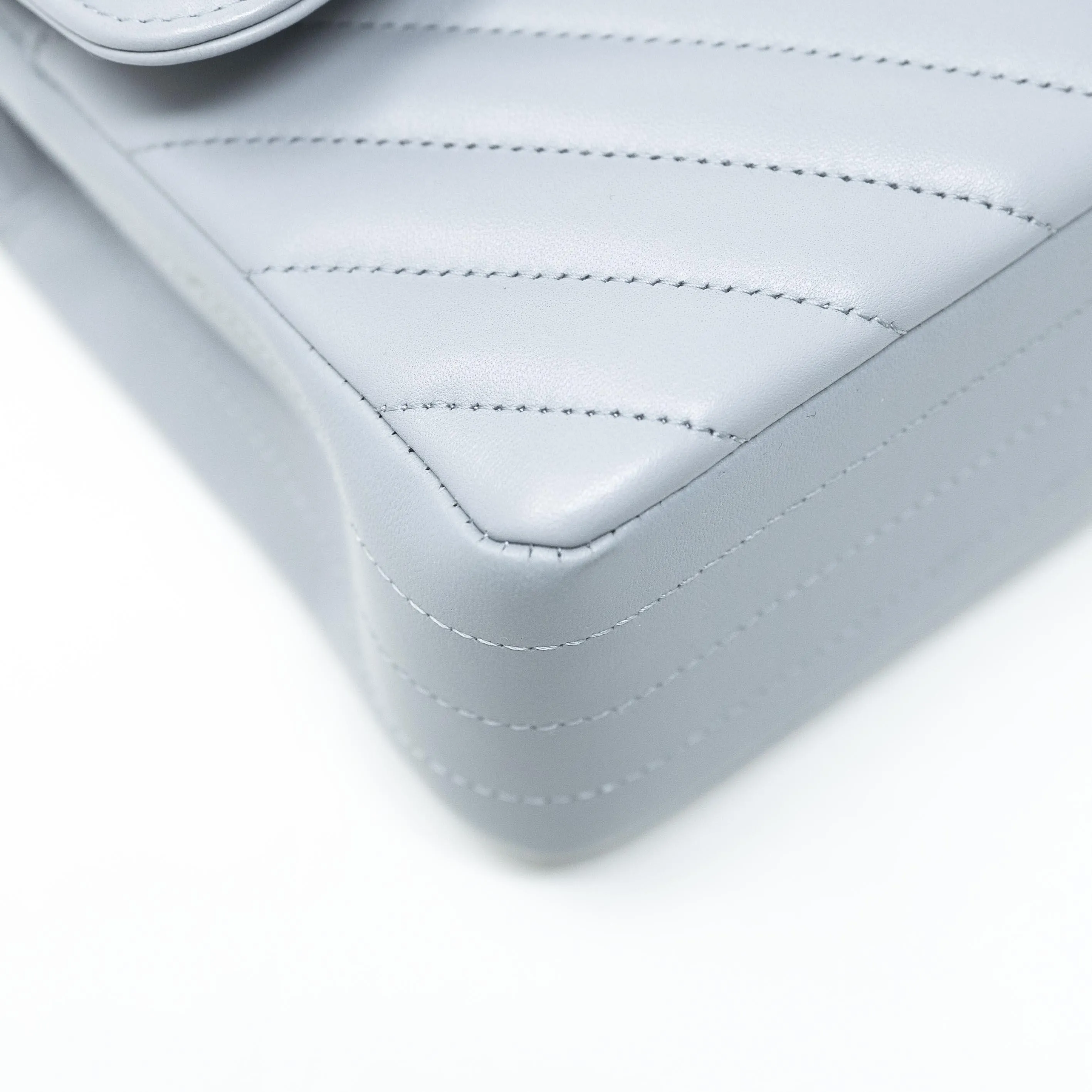 Chanel Grey Chevron Small Classic Flap