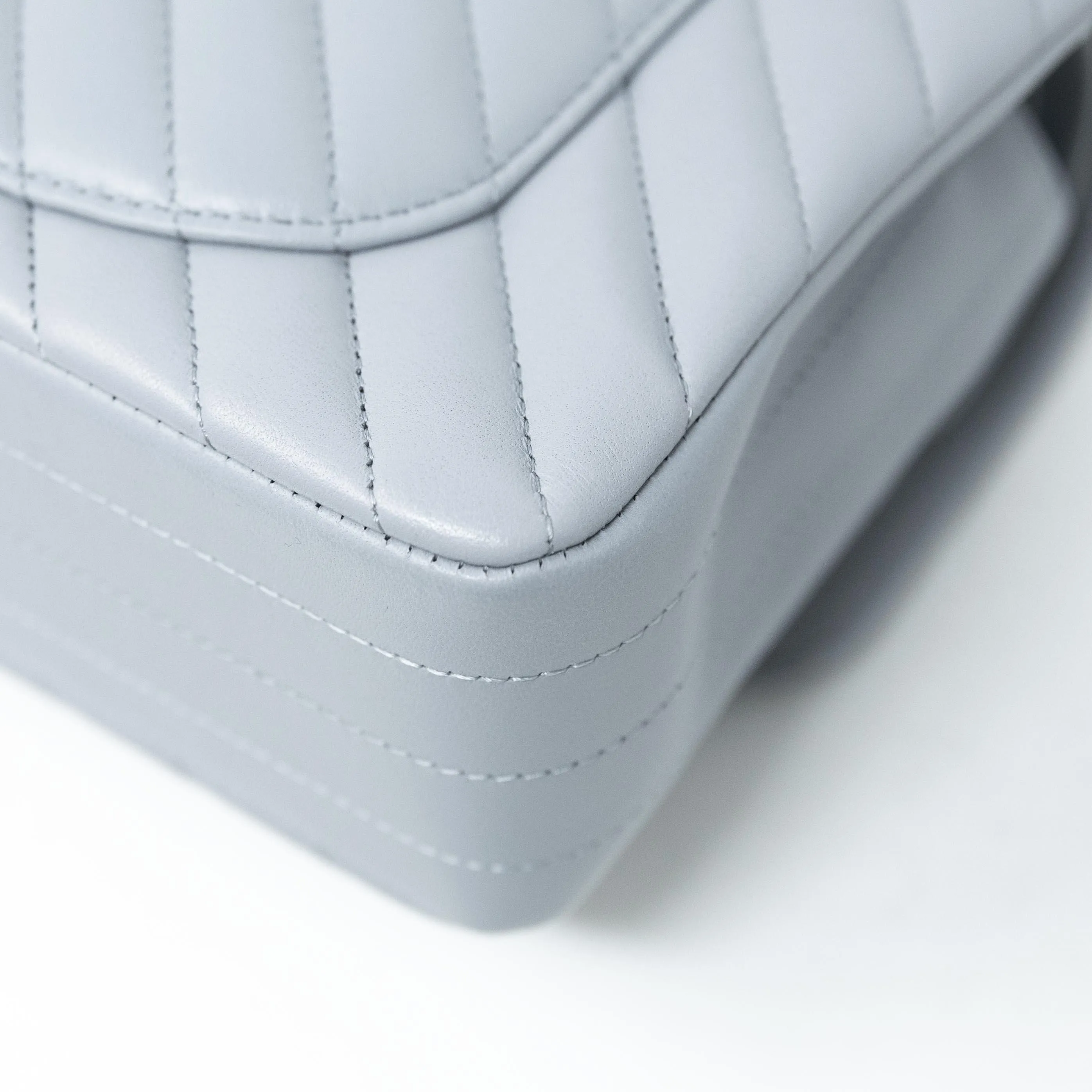 Chanel Grey Chevron Small Classic Flap