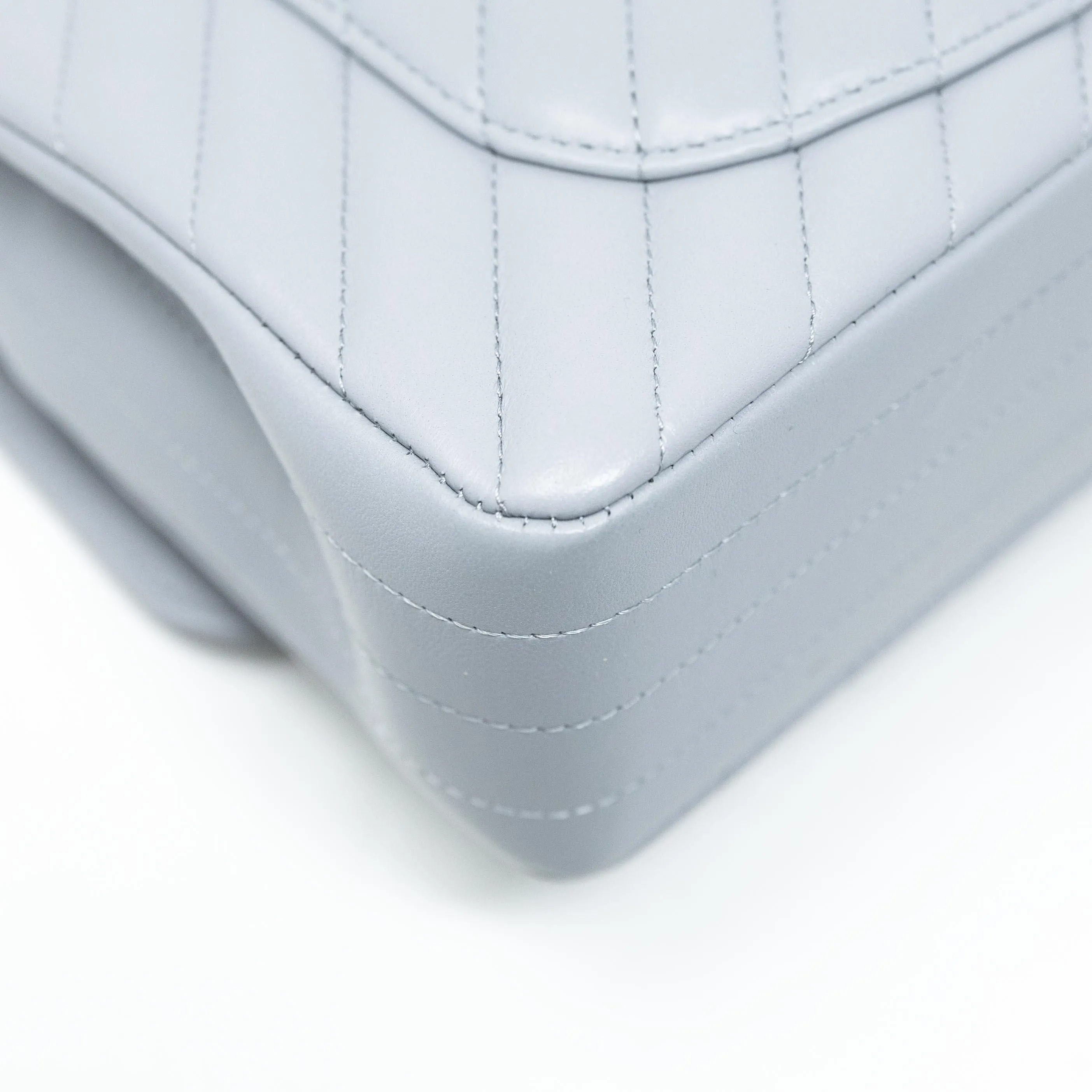 Chanel Grey Chevron Small Classic Flap