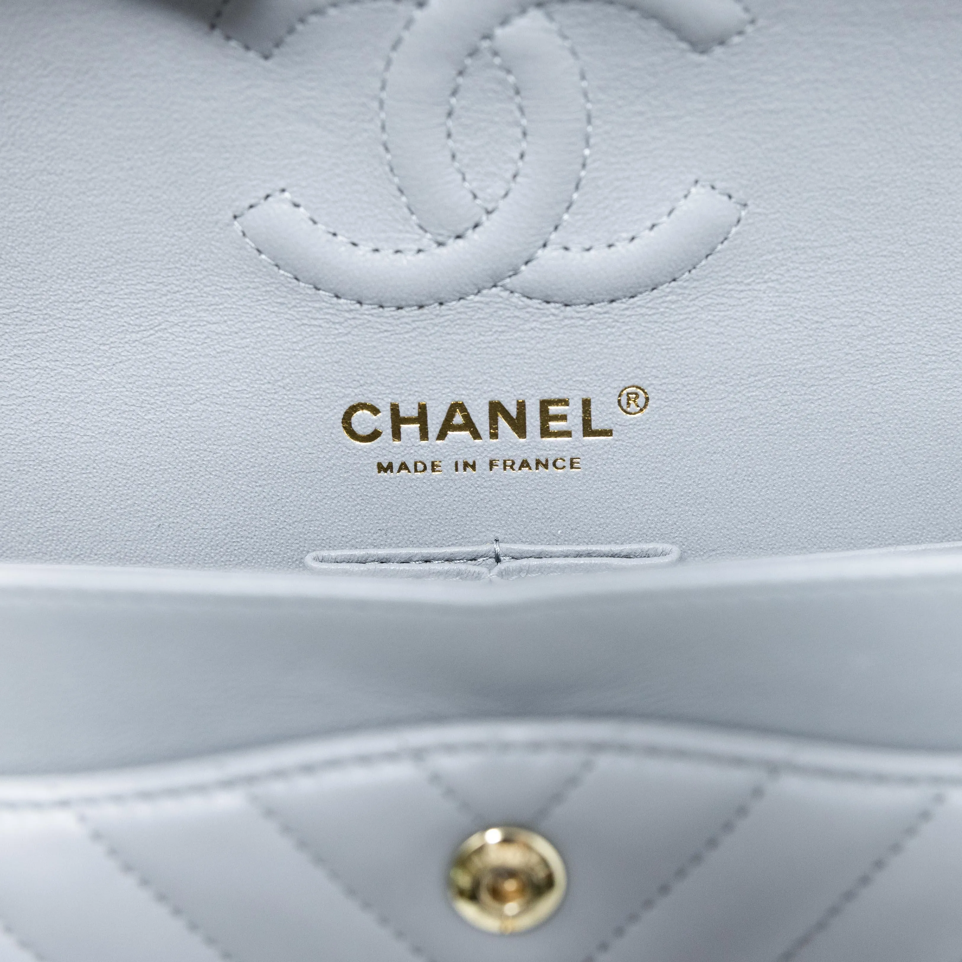 Chanel Grey Chevron Small Classic Flap