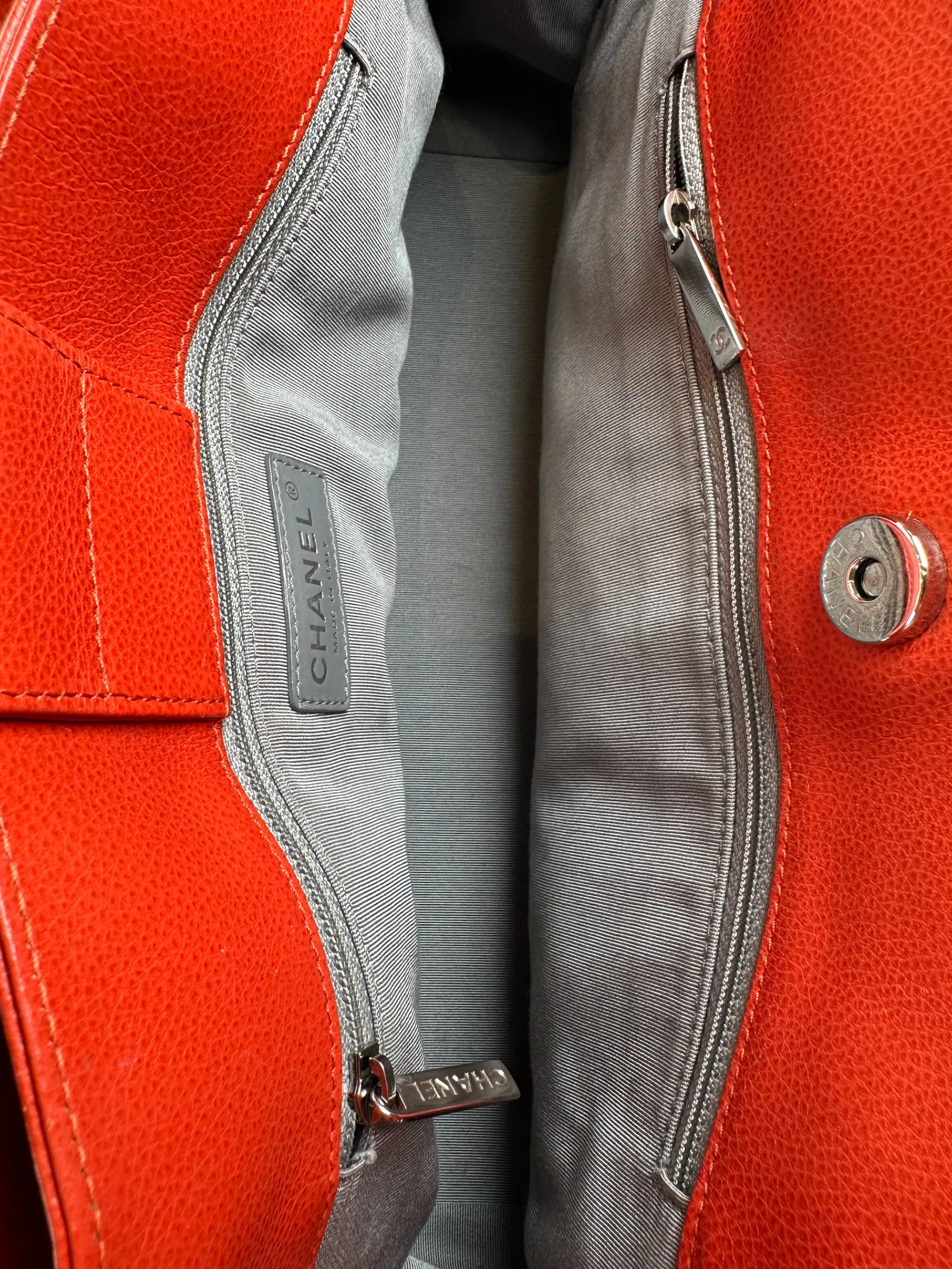 Chanel Mandarin Orange Calfskin Leather Cerf Executive Tote