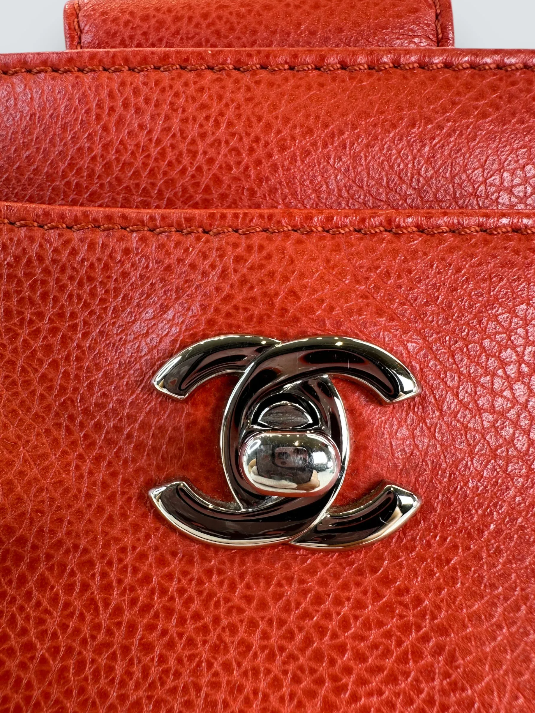 Chanel Mandarin Orange Calfskin Leather Cerf Executive Tote