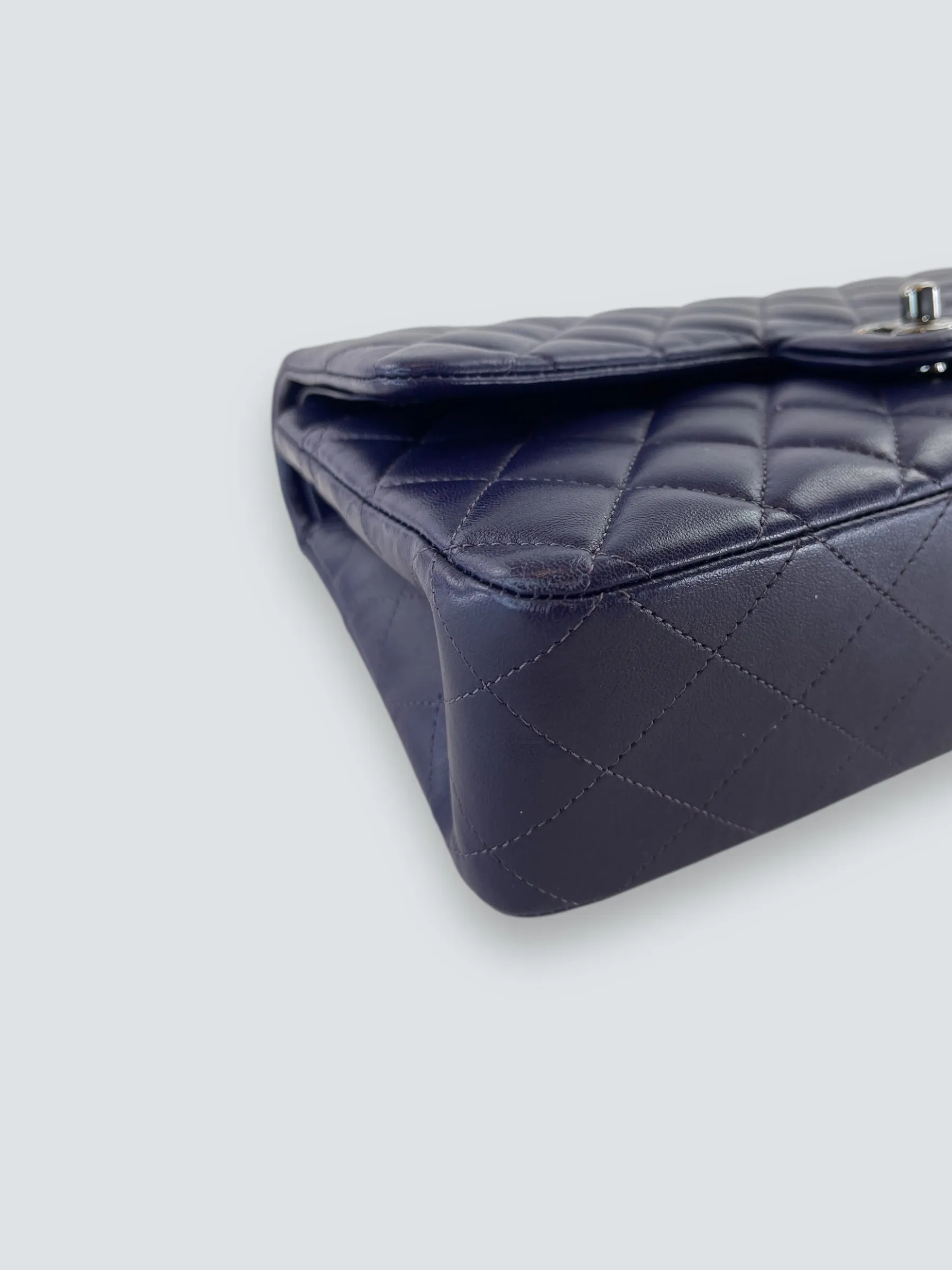 Chanel Navy Lambskin Leather Medium Double Flap