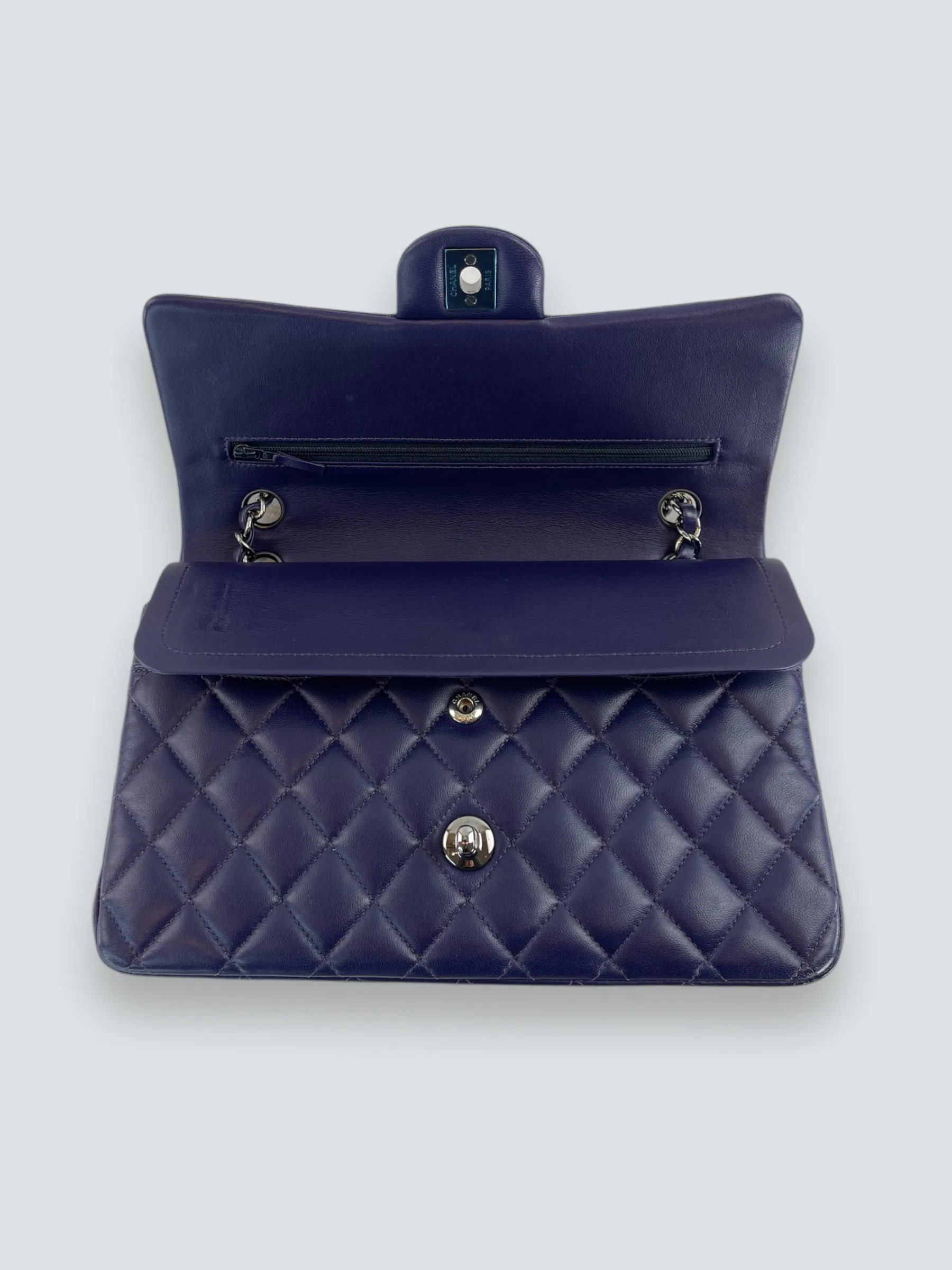 Chanel Navy Lambskin Leather Medium Double Flap