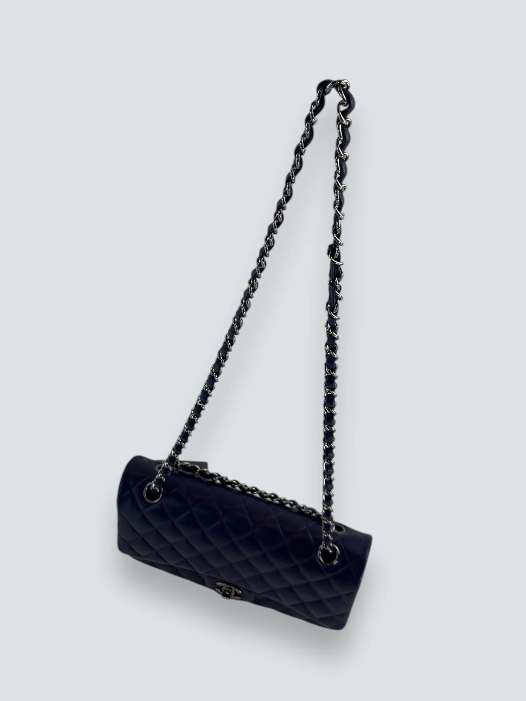 Chanel Navy Lambskin Leather Medium Double Flap