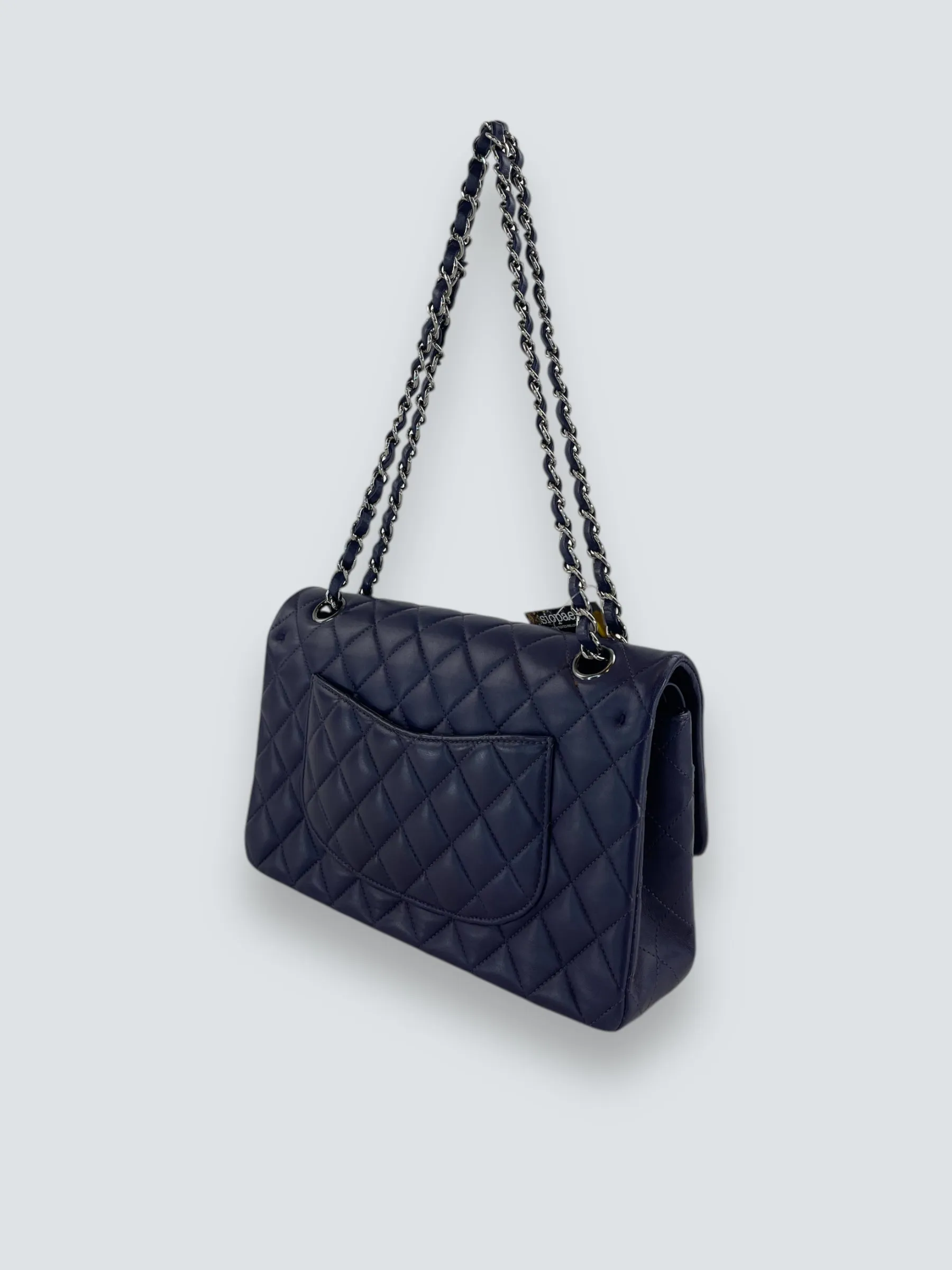 Chanel Navy Lambskin Leather Medium Double Flap
