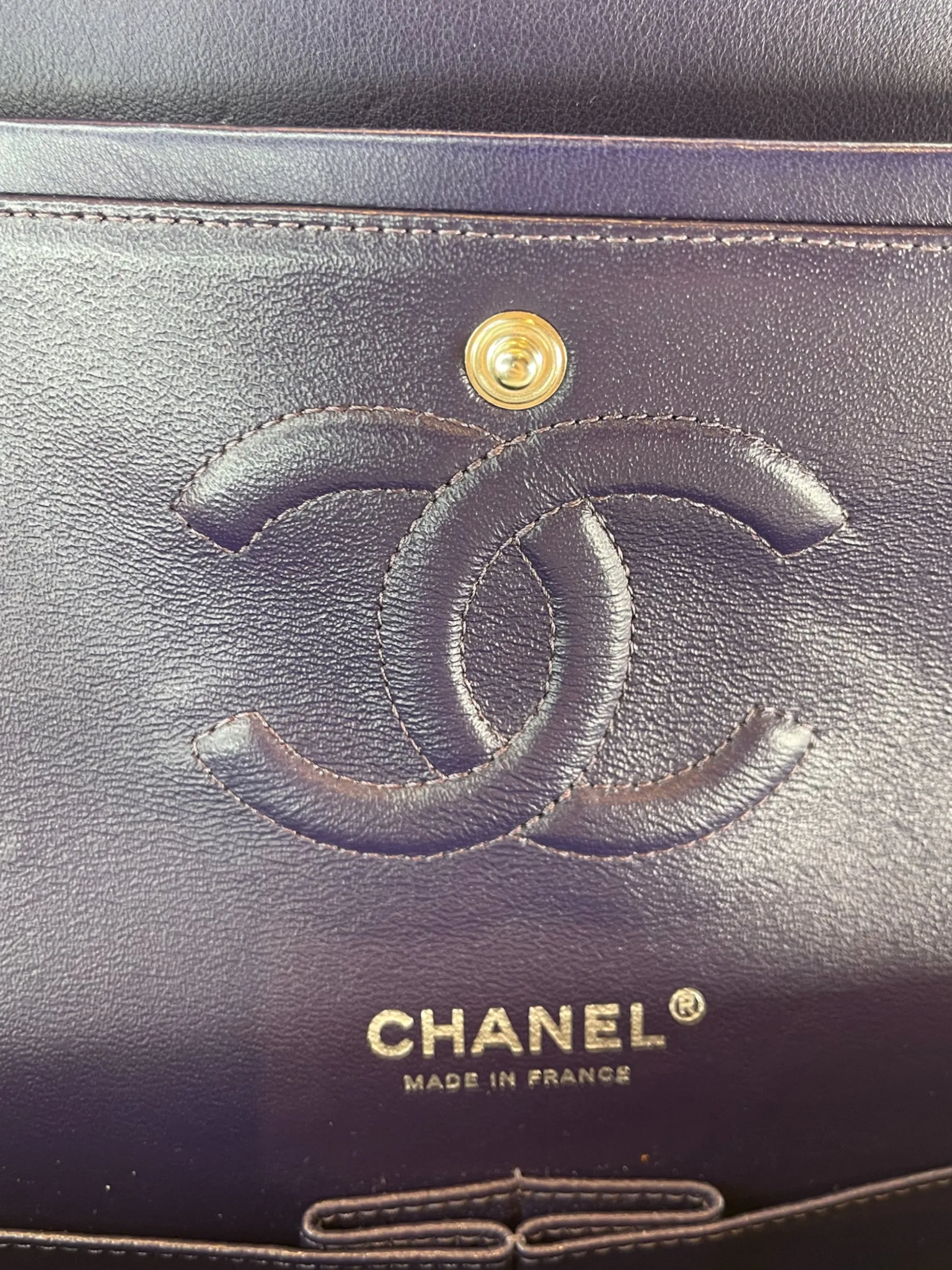 Chanel Navy Lambskin Leather Medium Double Flap