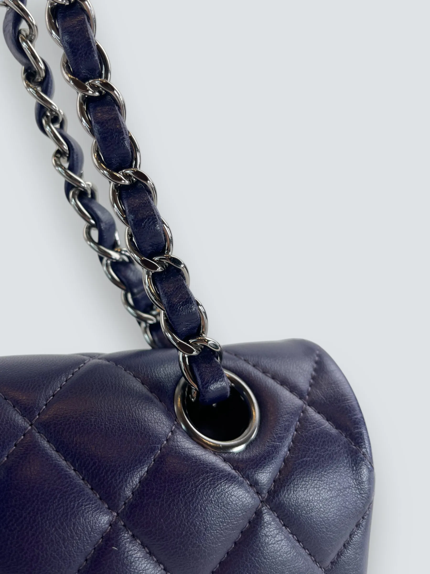 Chanel Navy Lambskin Leather Medium Double Flap