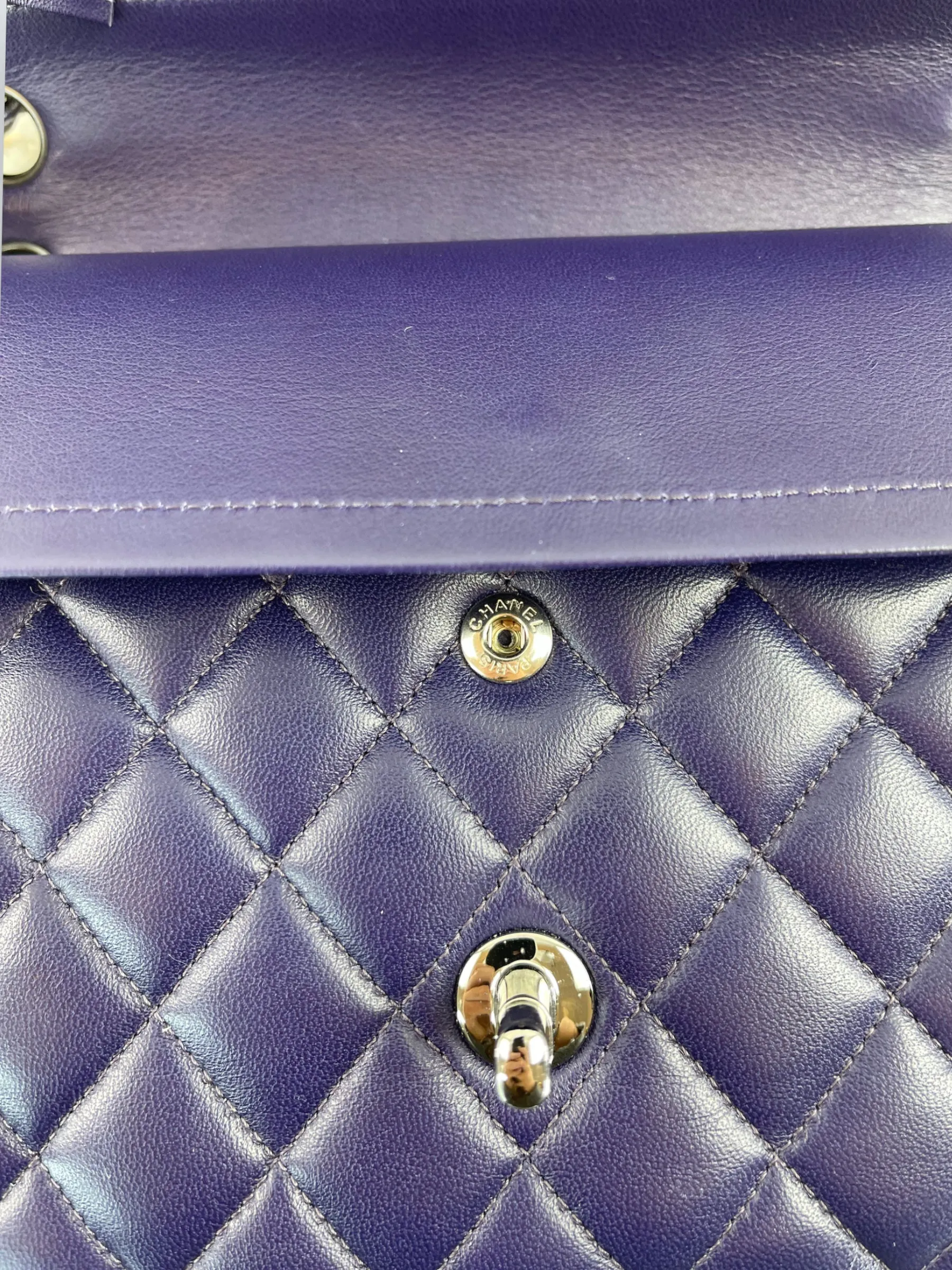 Chanel Navy Lambskin Leather Medium Double Flap