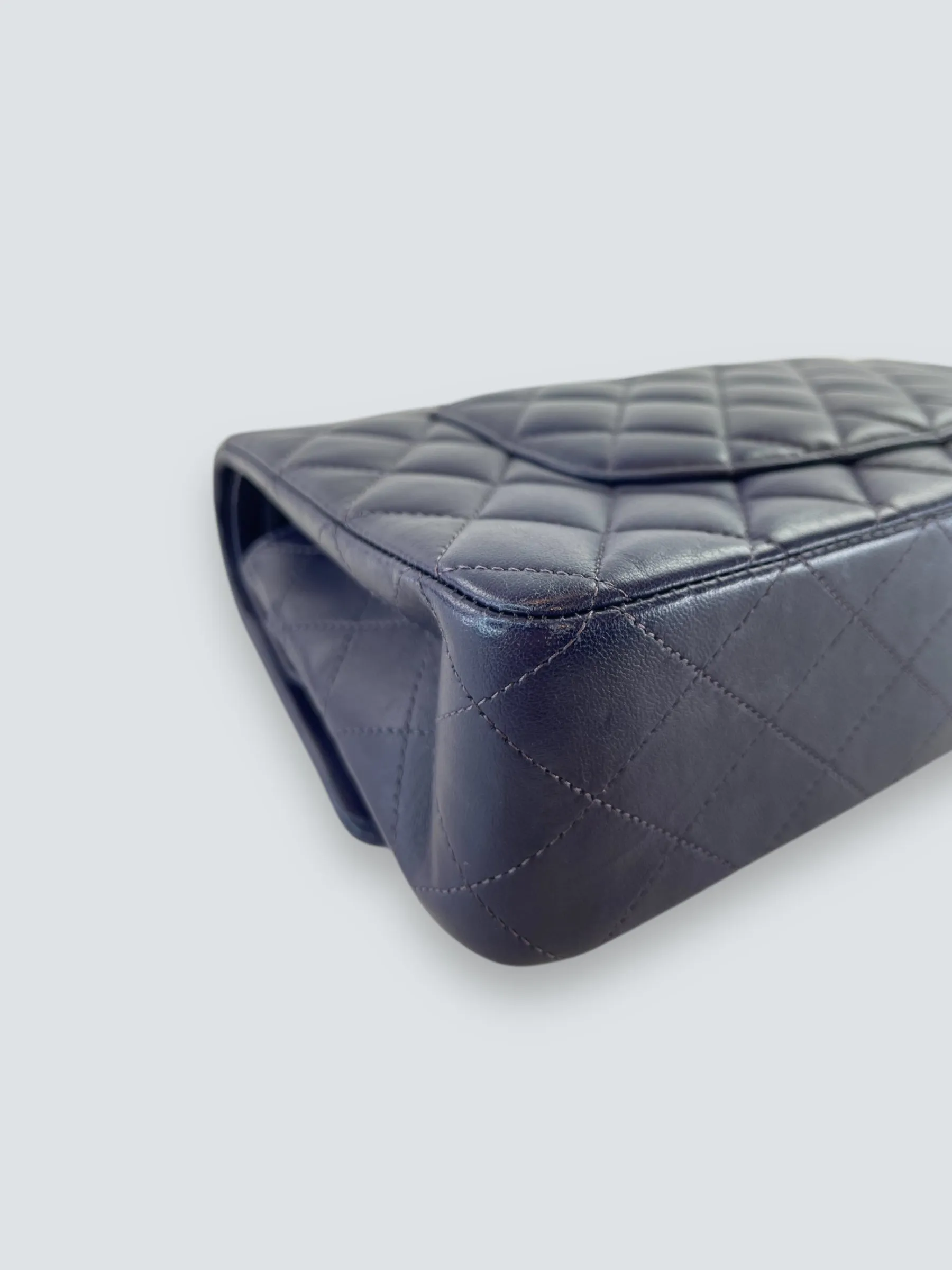 Chanel Navy Lambskin Leather Medium Double Flap