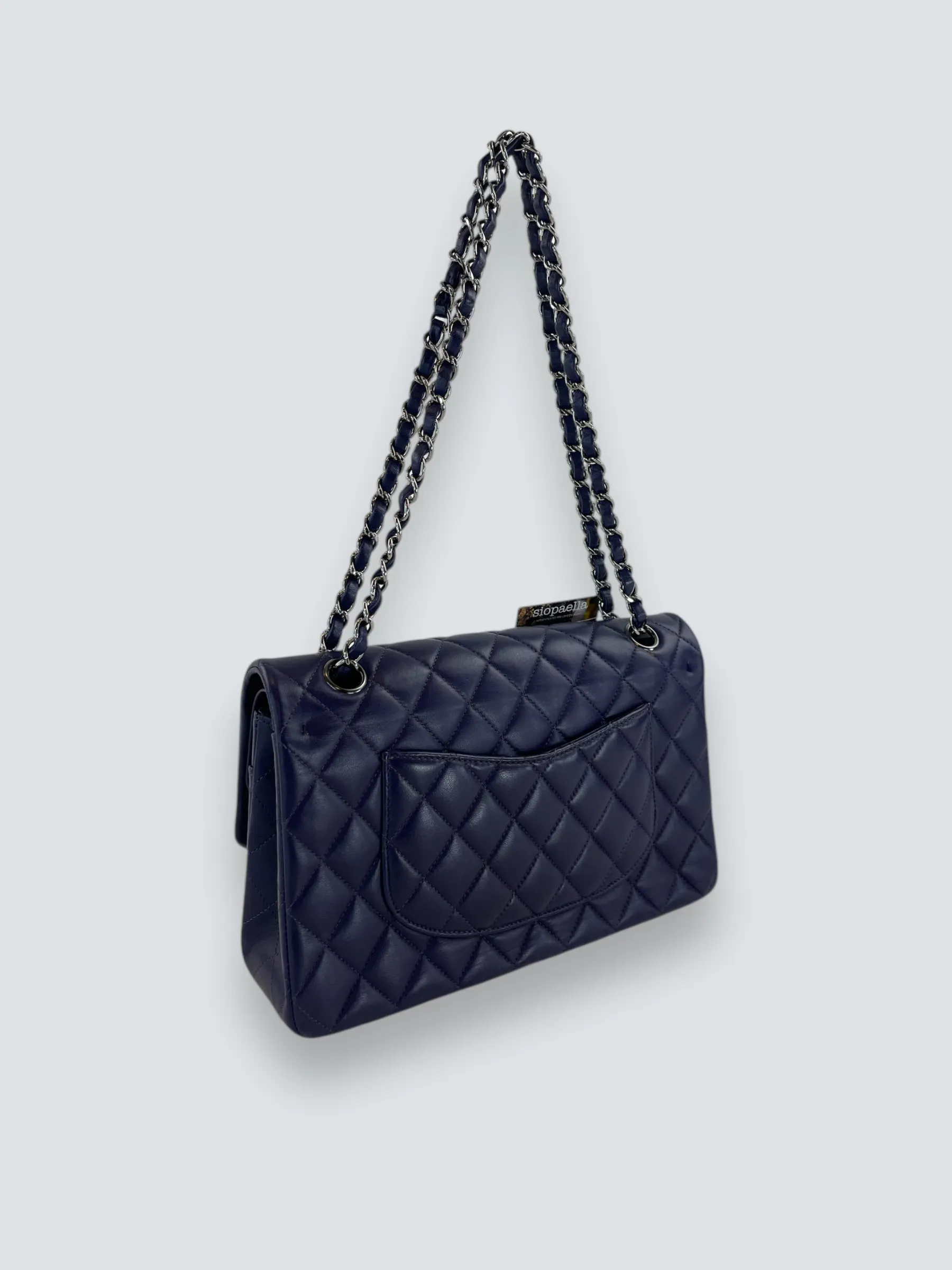 Chanel Navy Lambskin Leather Medium Double Flap