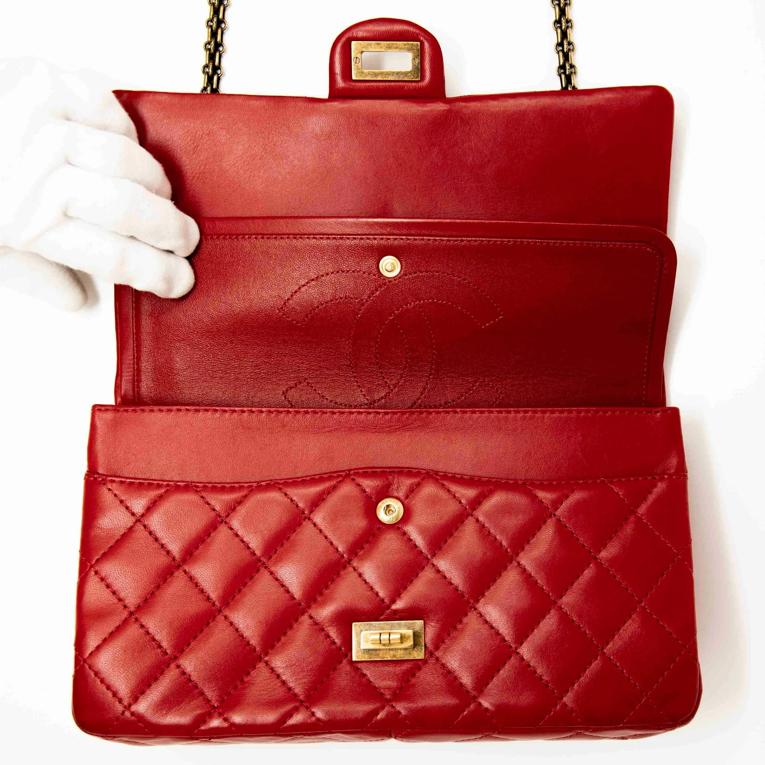 Chanel Red Lambskin 2.55 Reissue 226