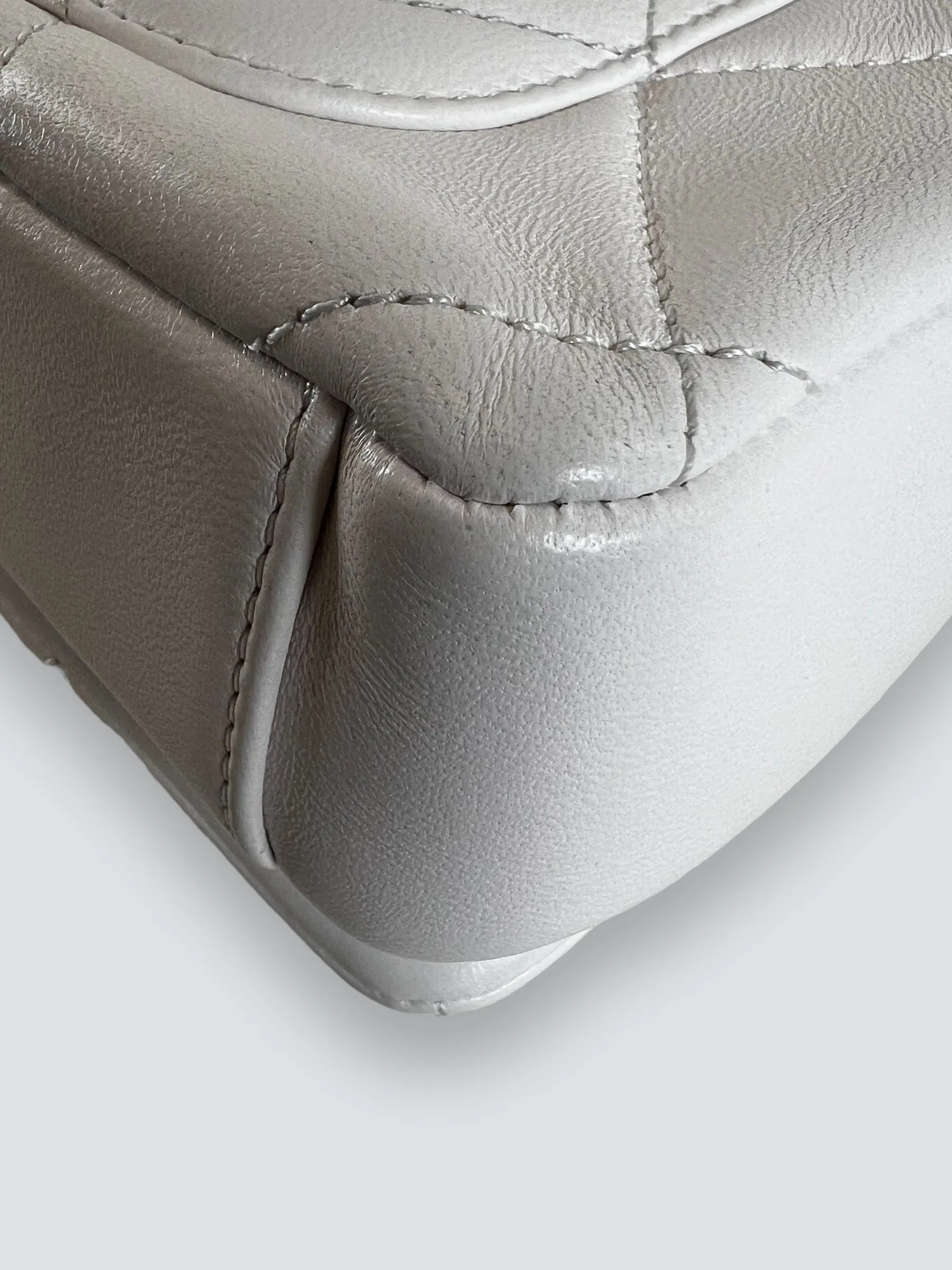 Chanel White Lambskin Leather CC Mini Flap