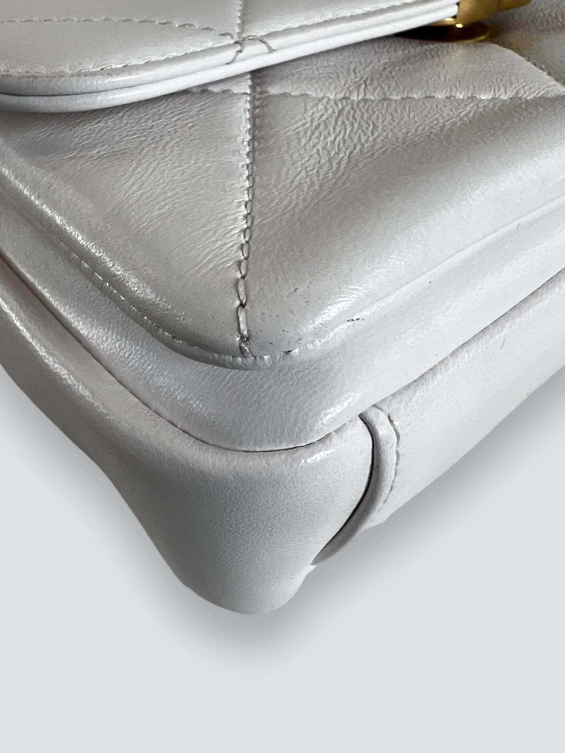 Chanel White Lambskin Leather CC Mini Flap