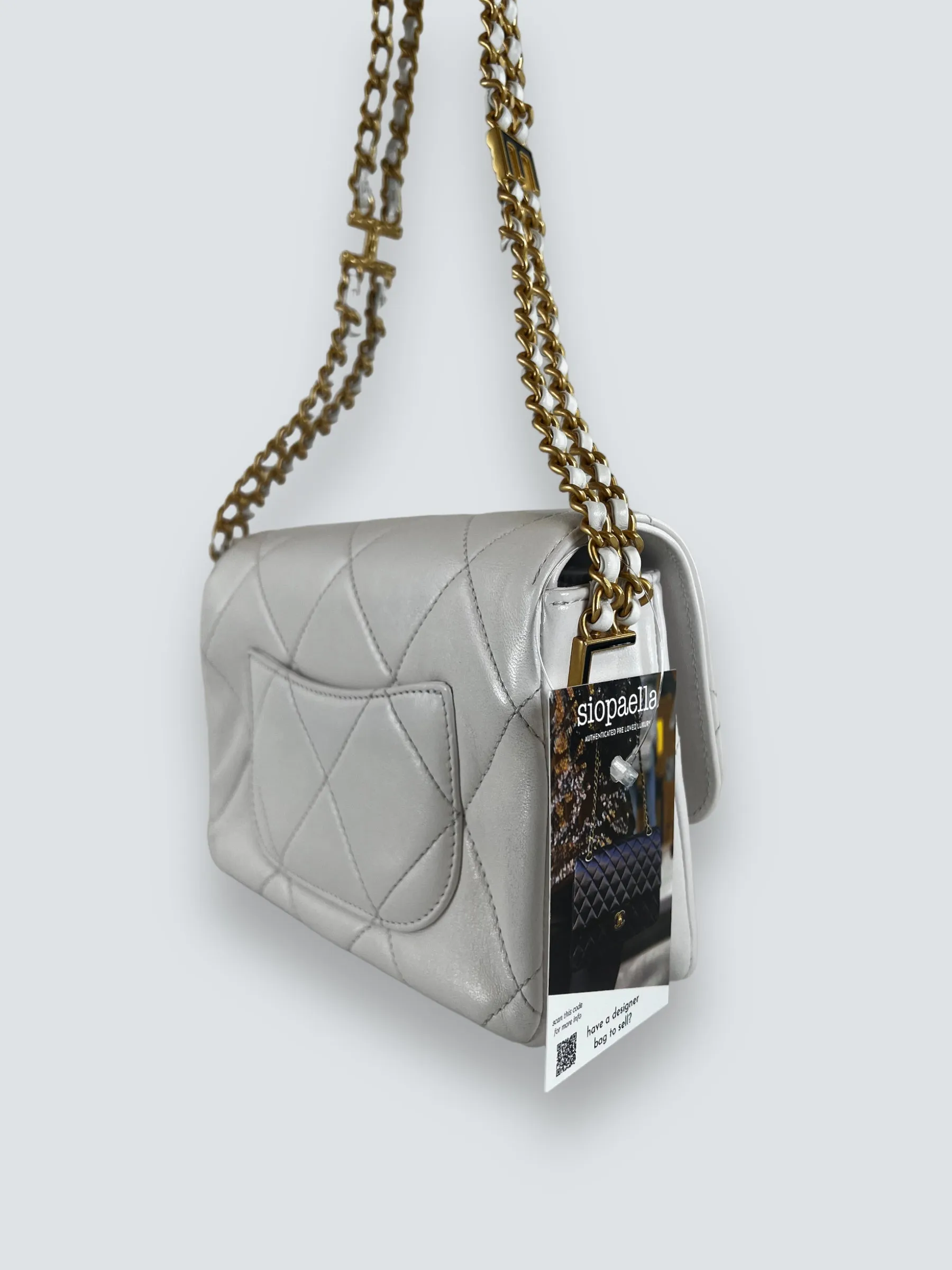 Chanel White Lambskin Leather CC Mini Flap