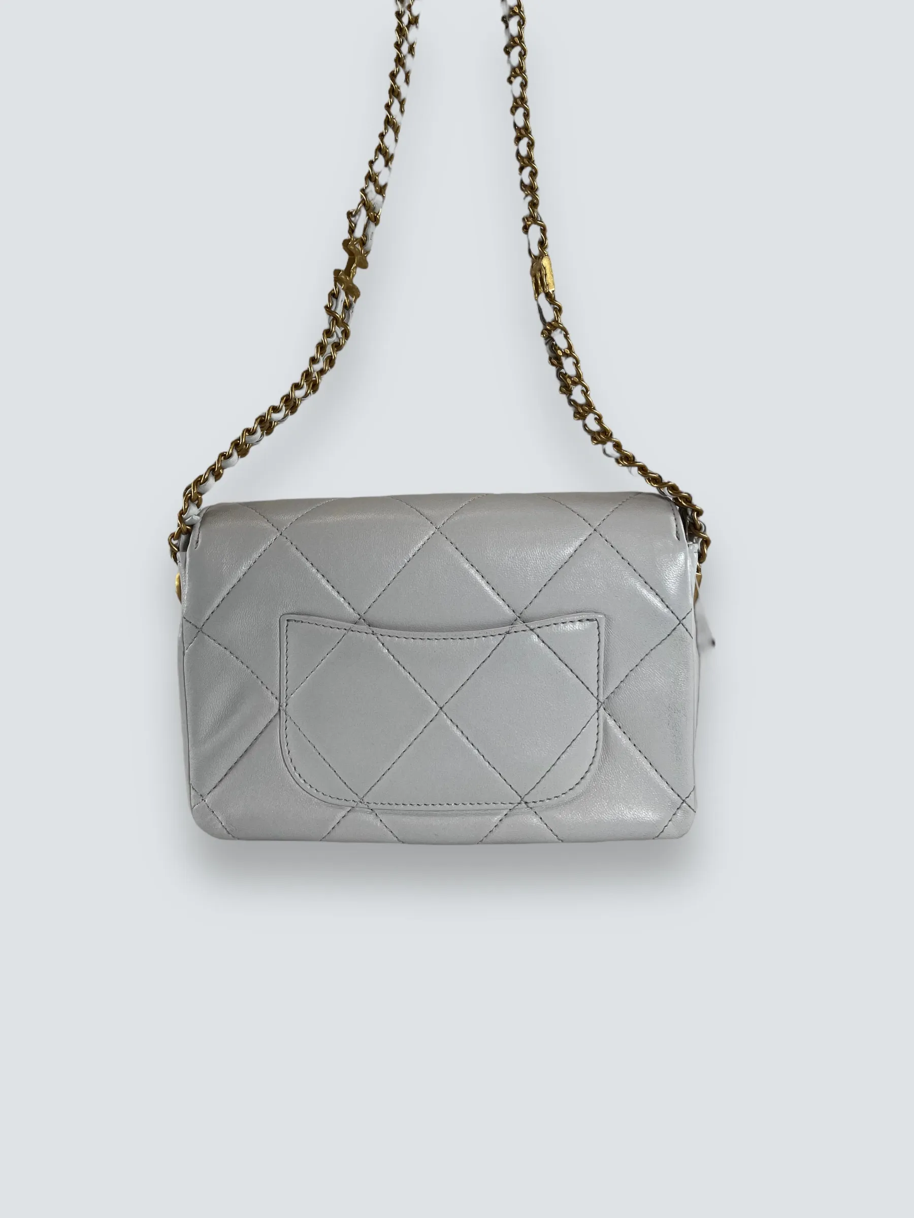 Chanel White Lambskin Leather CC Mini Flap