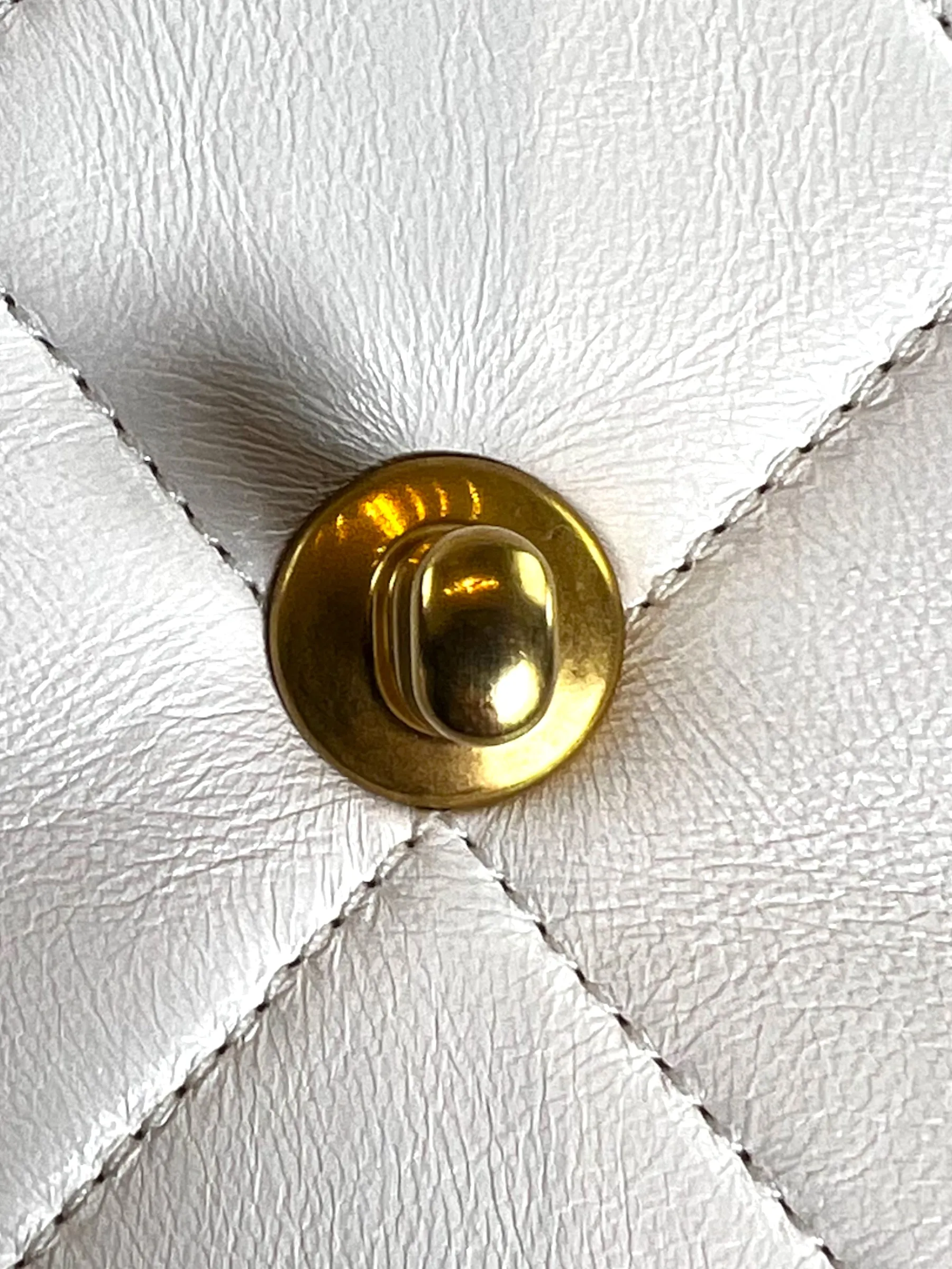Chanel White Lambskin Leather CC Mini Flap