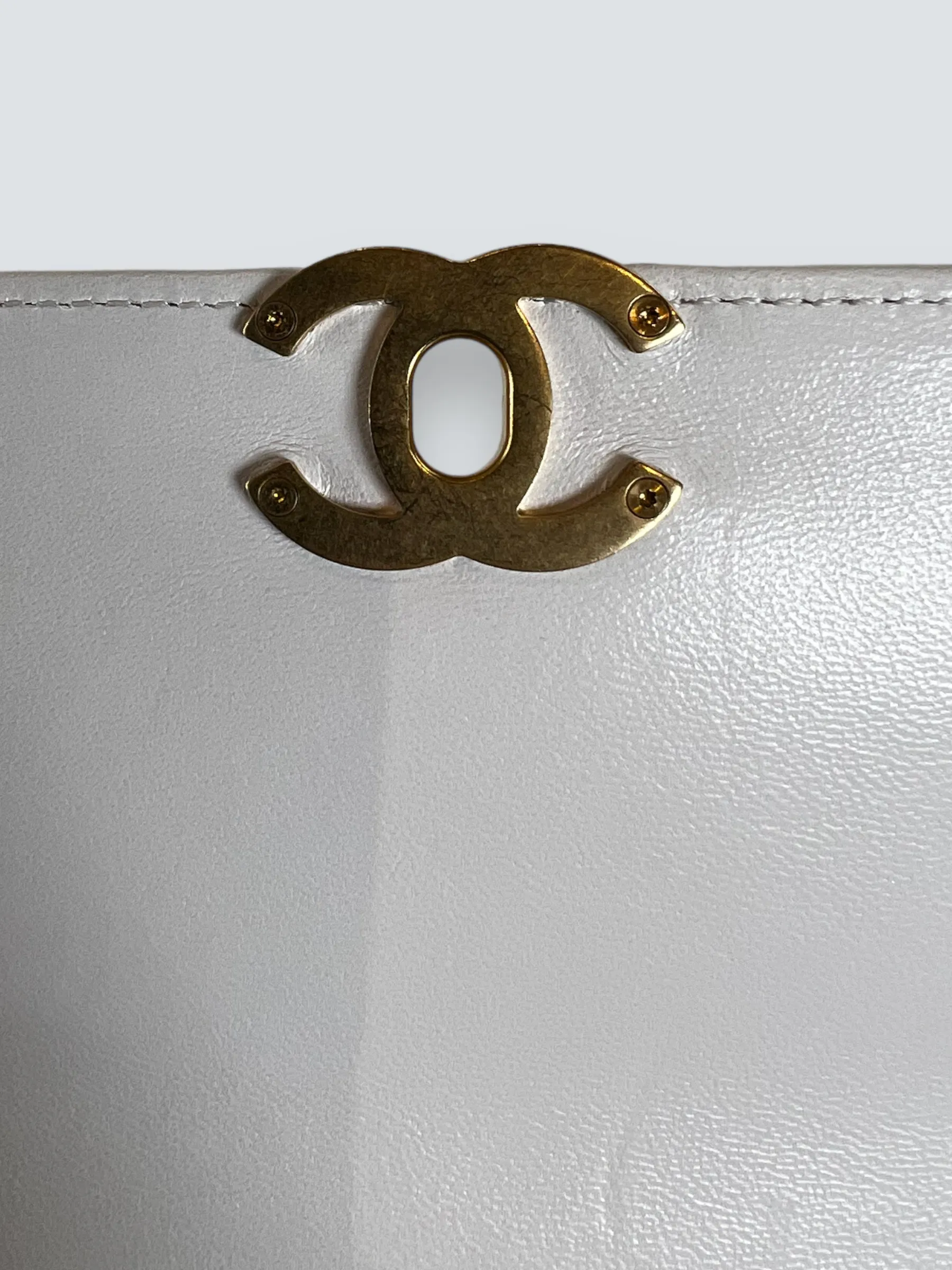 Chanel White Lambskin Leather CC Mini Flap