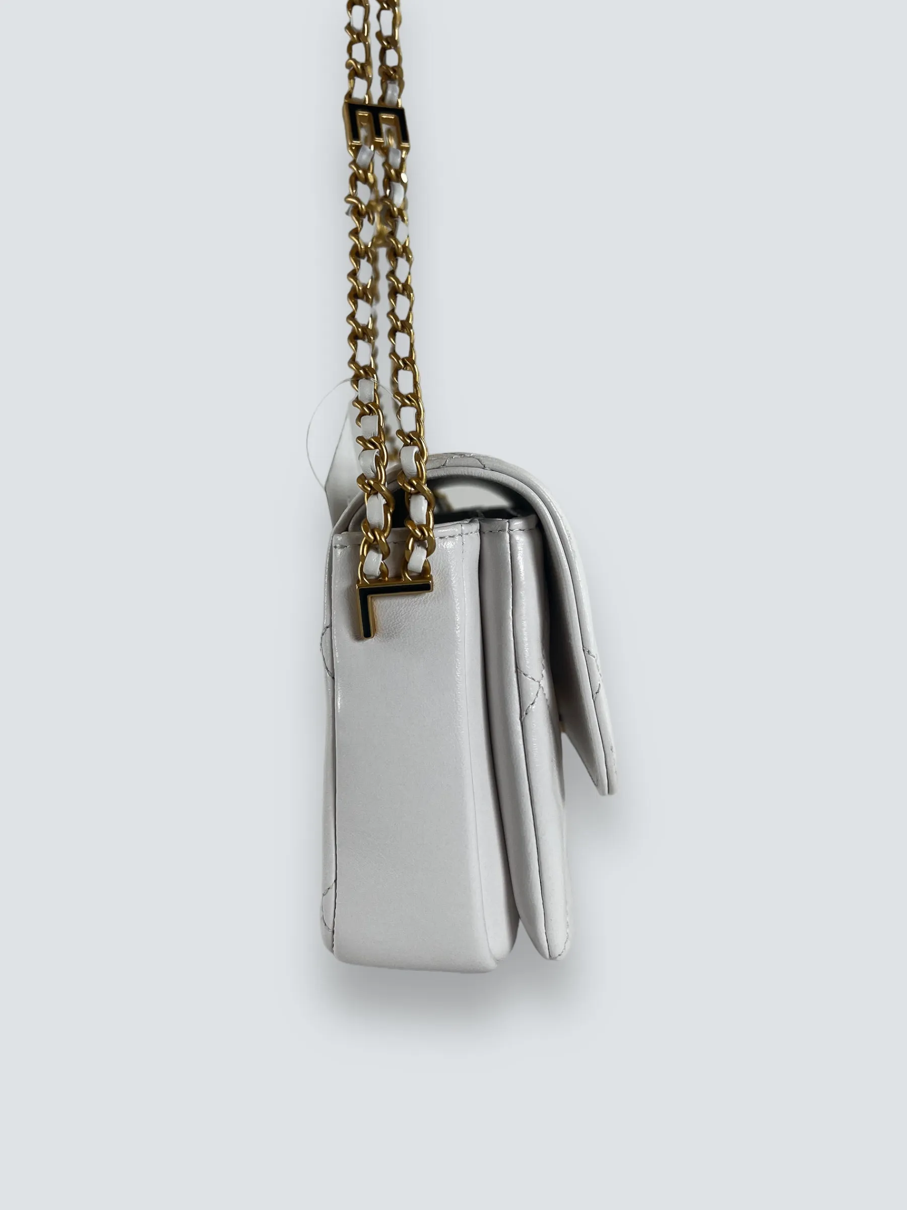 Chanel White Lambskin Leather CC Mini Flap
