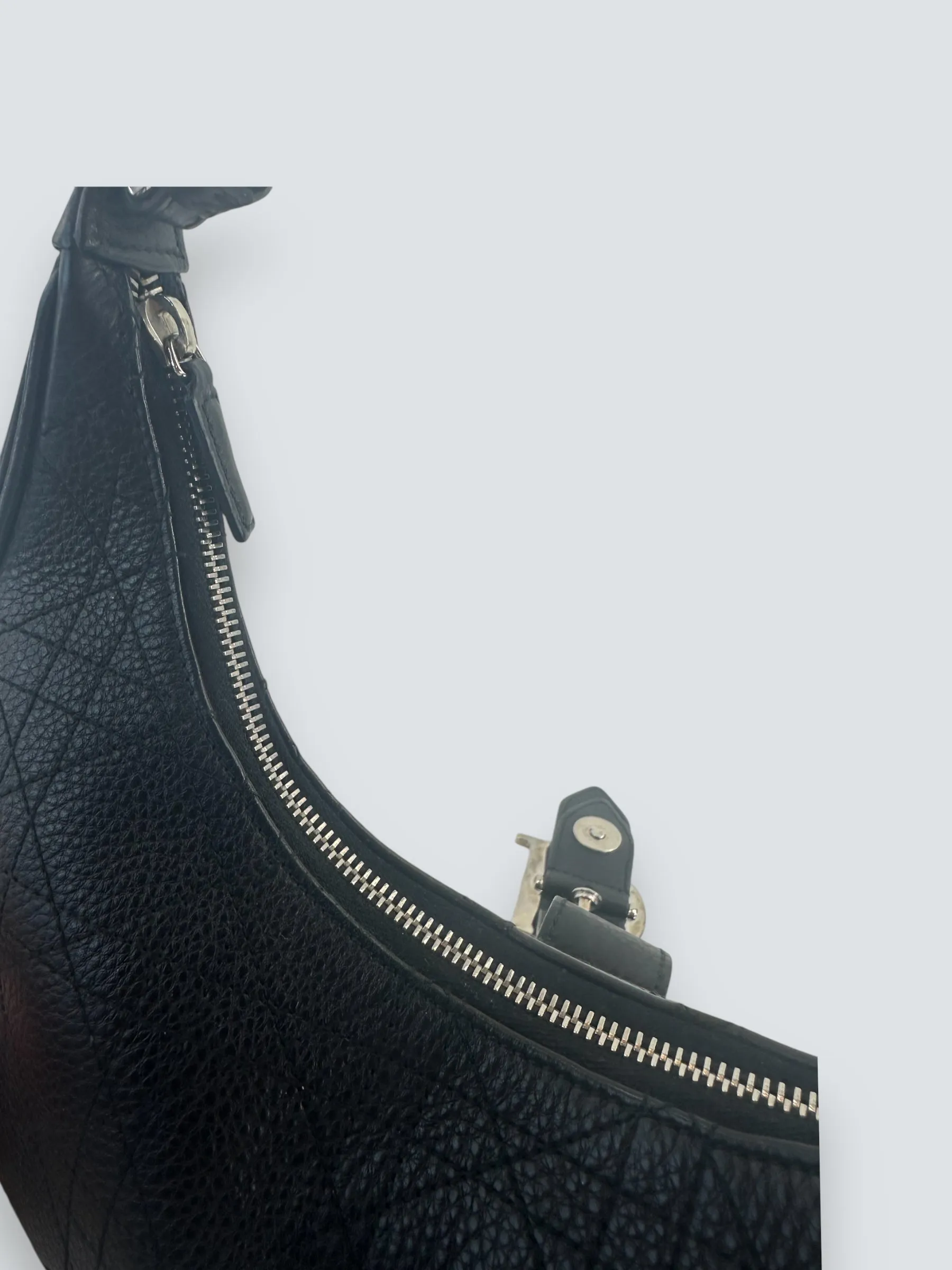 Christian Dior Black Cannage Leather Croissant Hobo