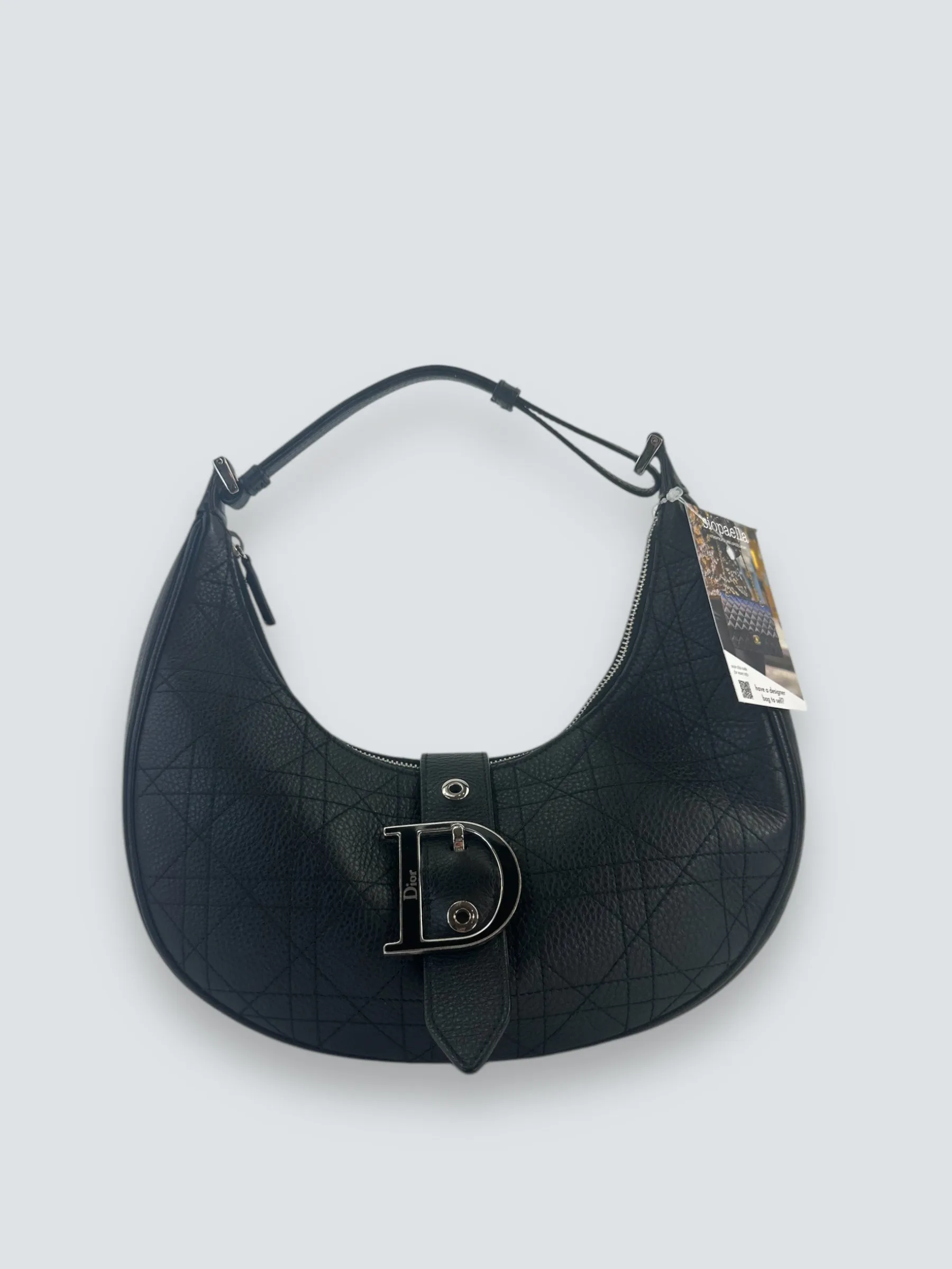 Christian Dior Black Cannage Leather Croissant Hobo