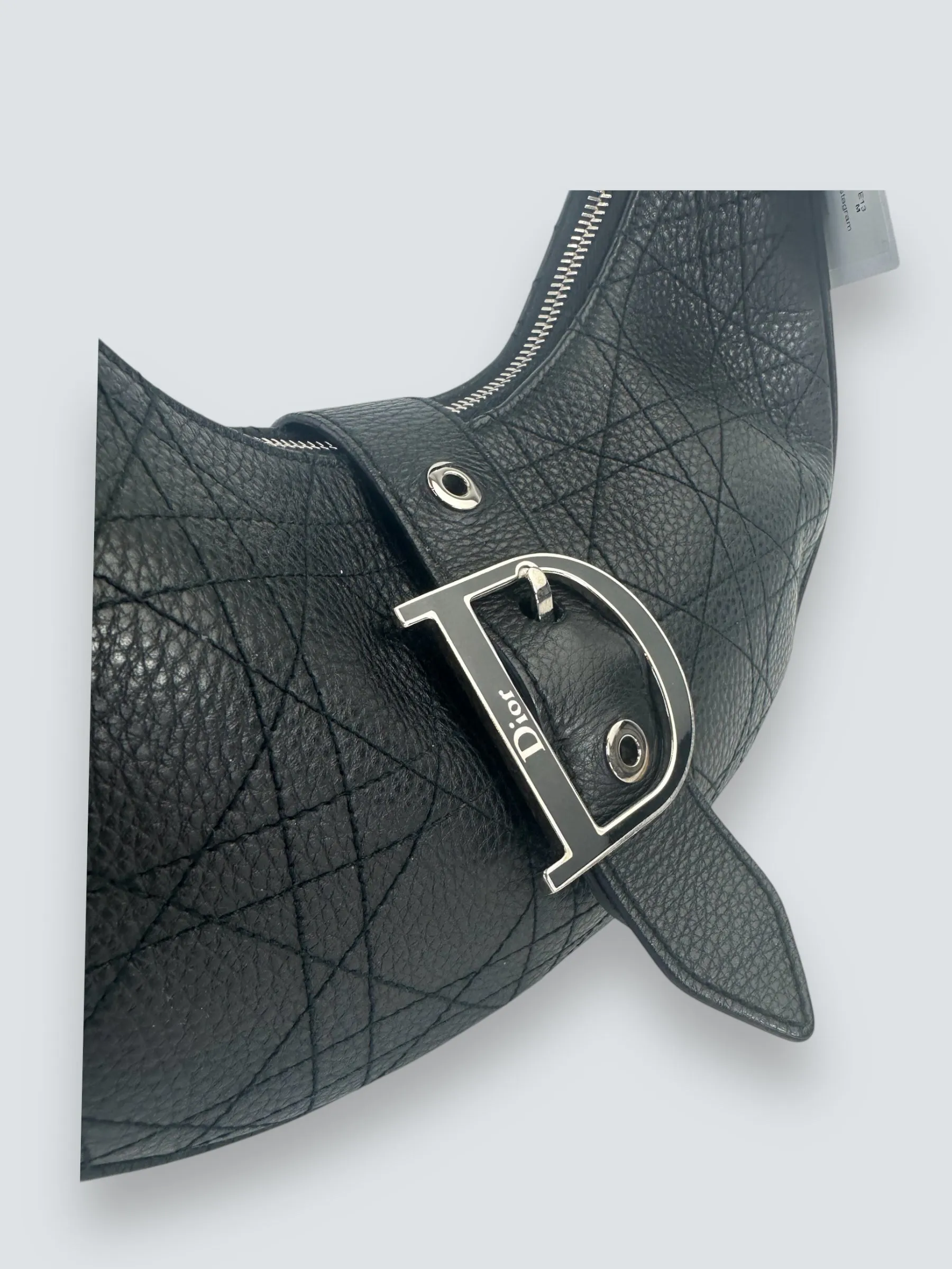 Christian Dior Black Cannage Leather Croissant Hobo