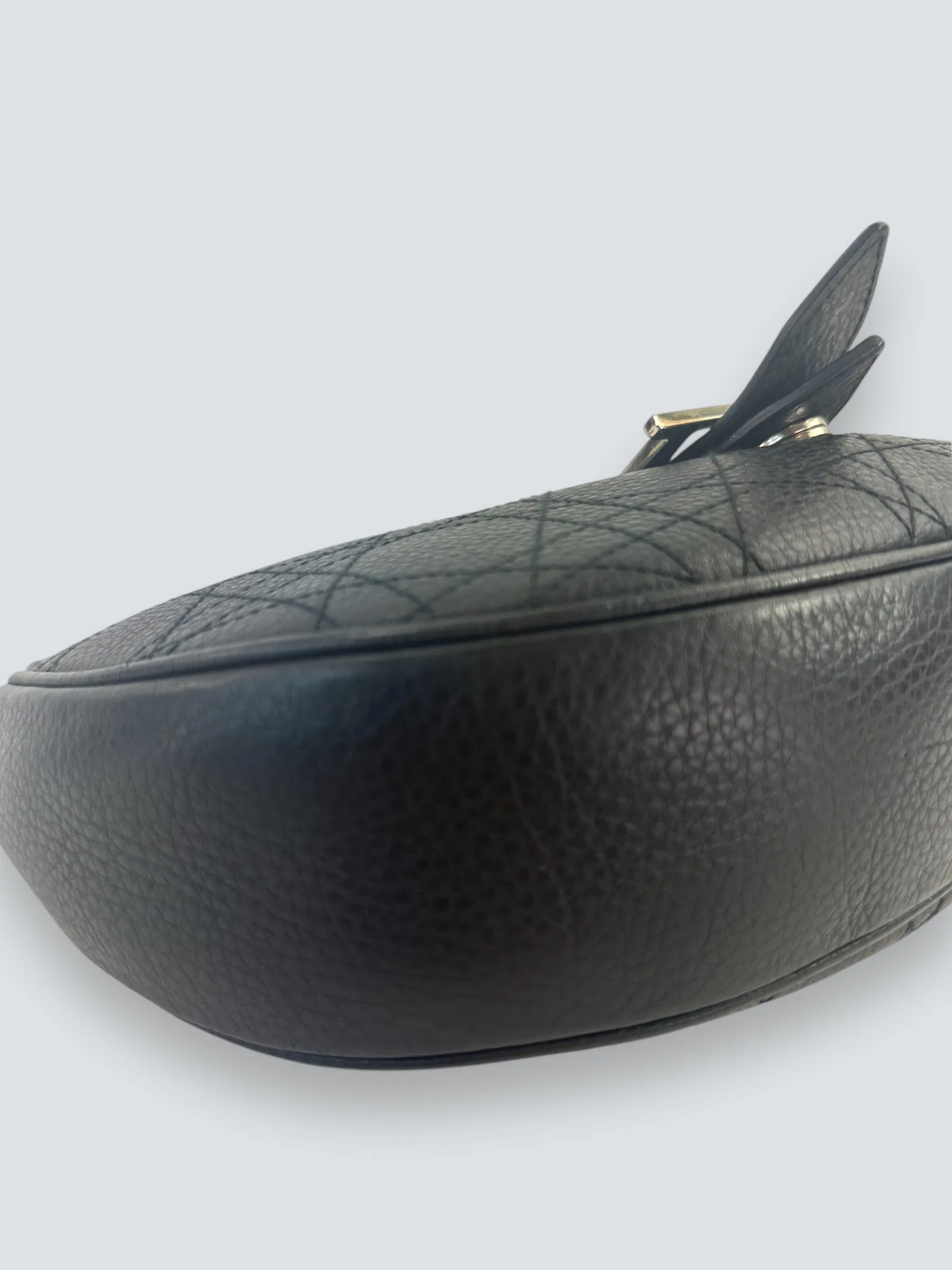Christian Dior Black Cannage Leather Croissant Hobo