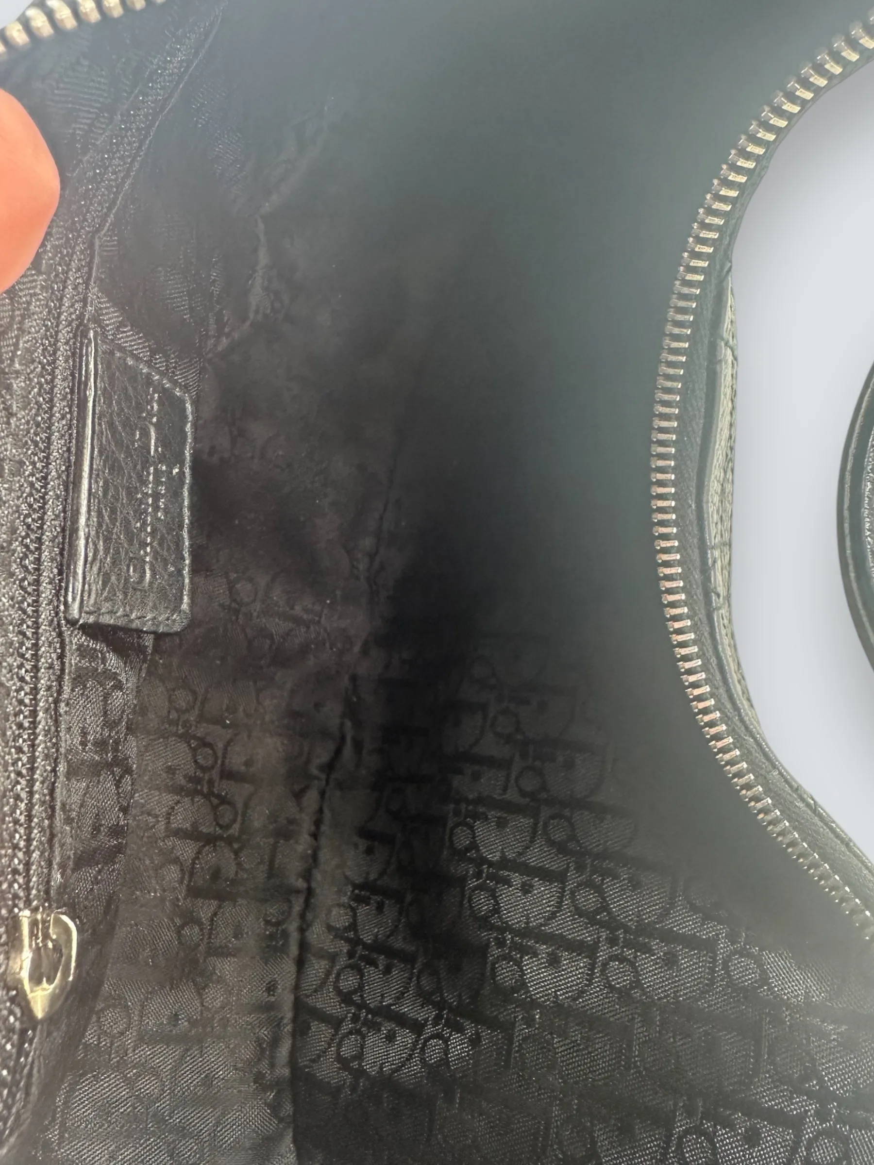 Christian Dior Black Cannage Leather Croissant Hobo