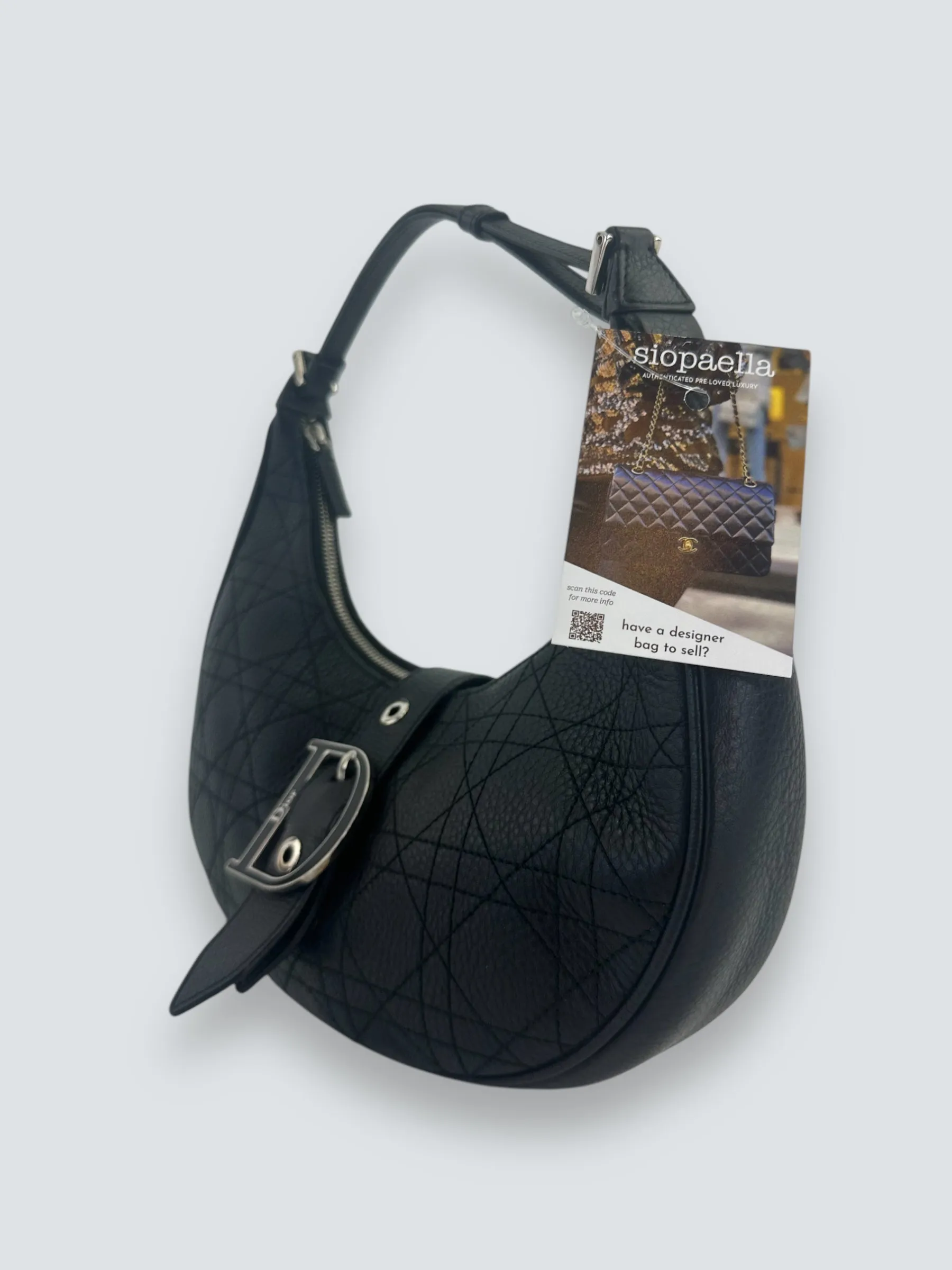 Christian Dior Black Cannage Leather Croissant Hobo