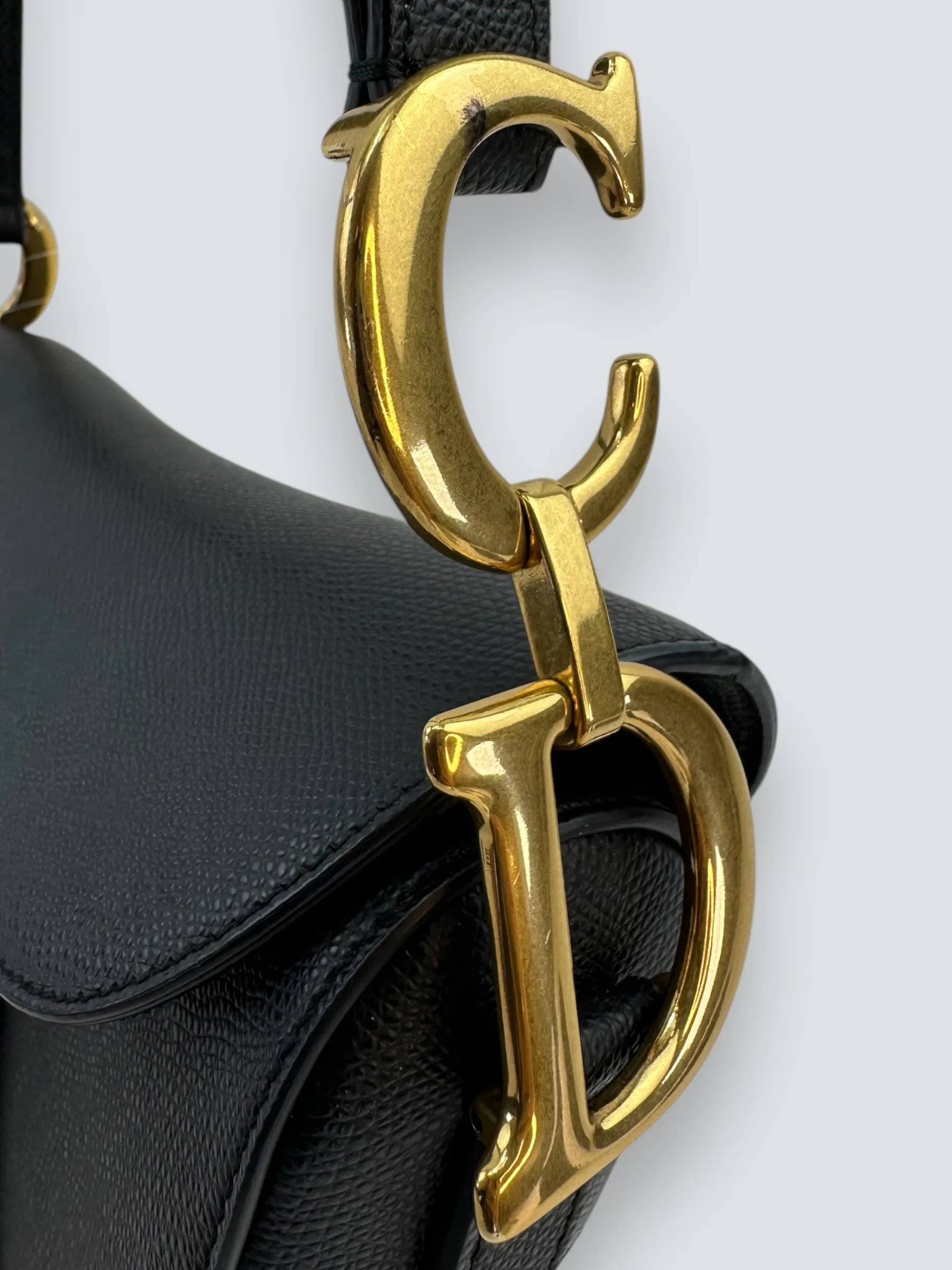 Christian Dior Black Leather Saddle  Bag