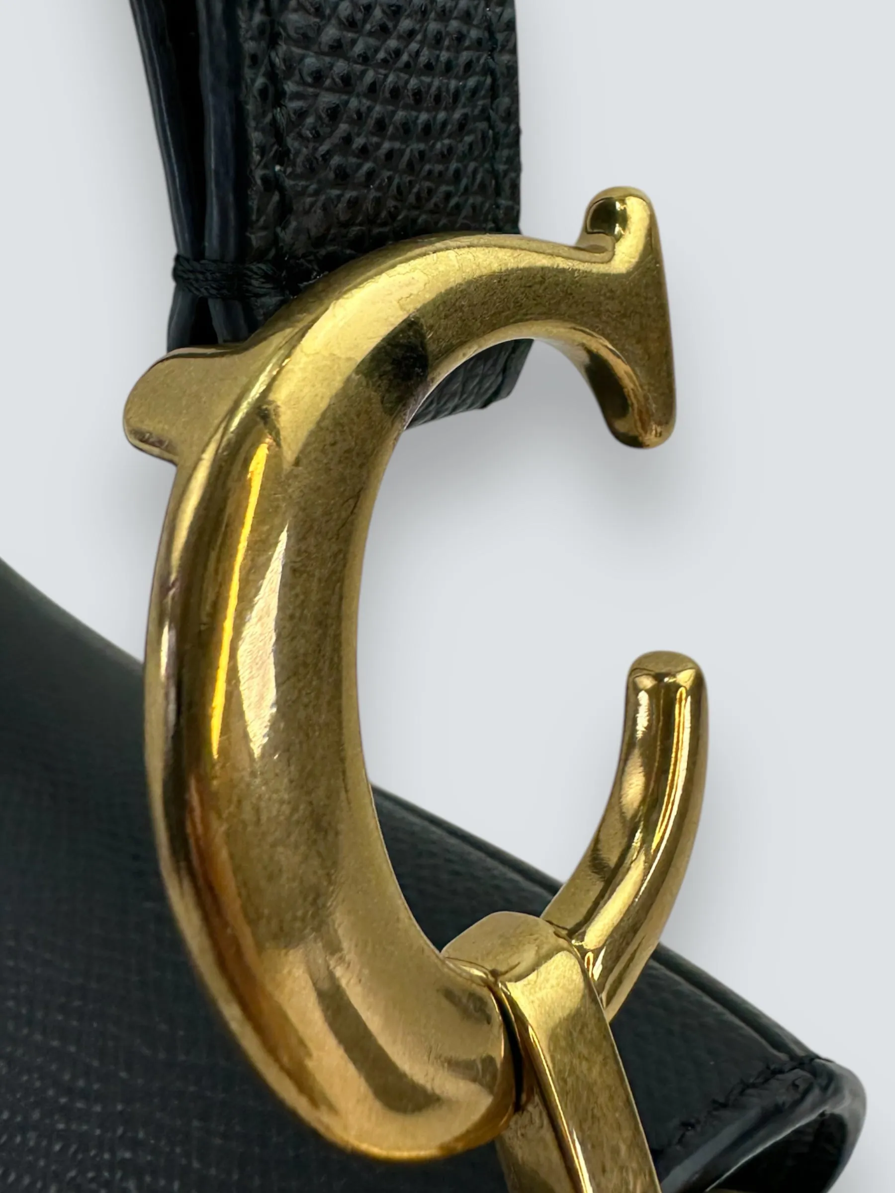 Christian Dior Black Leather Saddle  Bag
