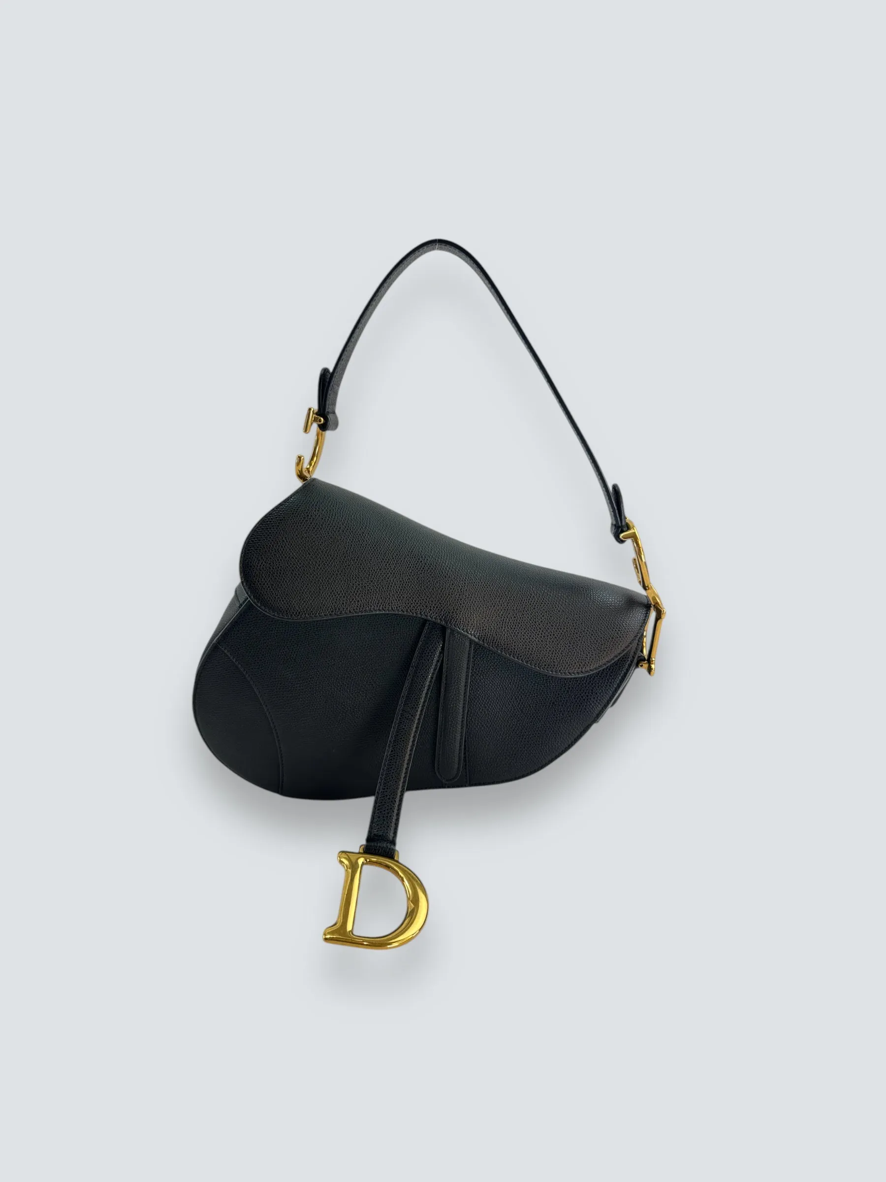 Christian Dior Black Leather Saddle  Bag