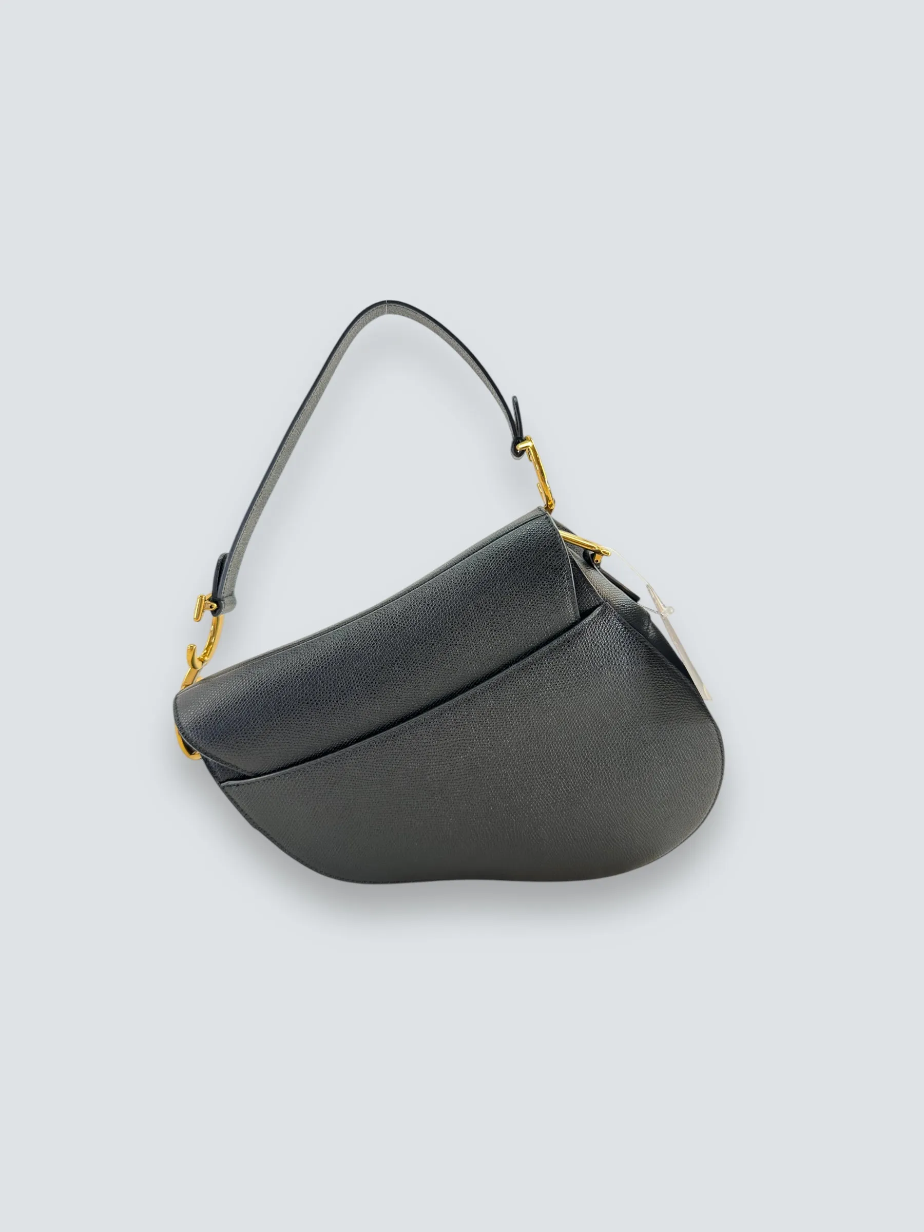 Christian Dior Black Leather Saddle  Bag